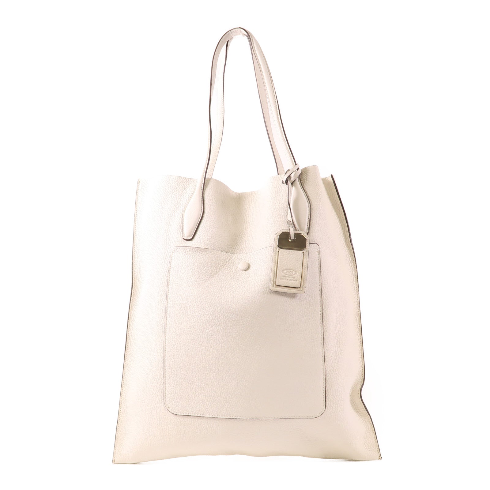 TOD'S 牛皮皮革Tote Bag銀扣肩背袋