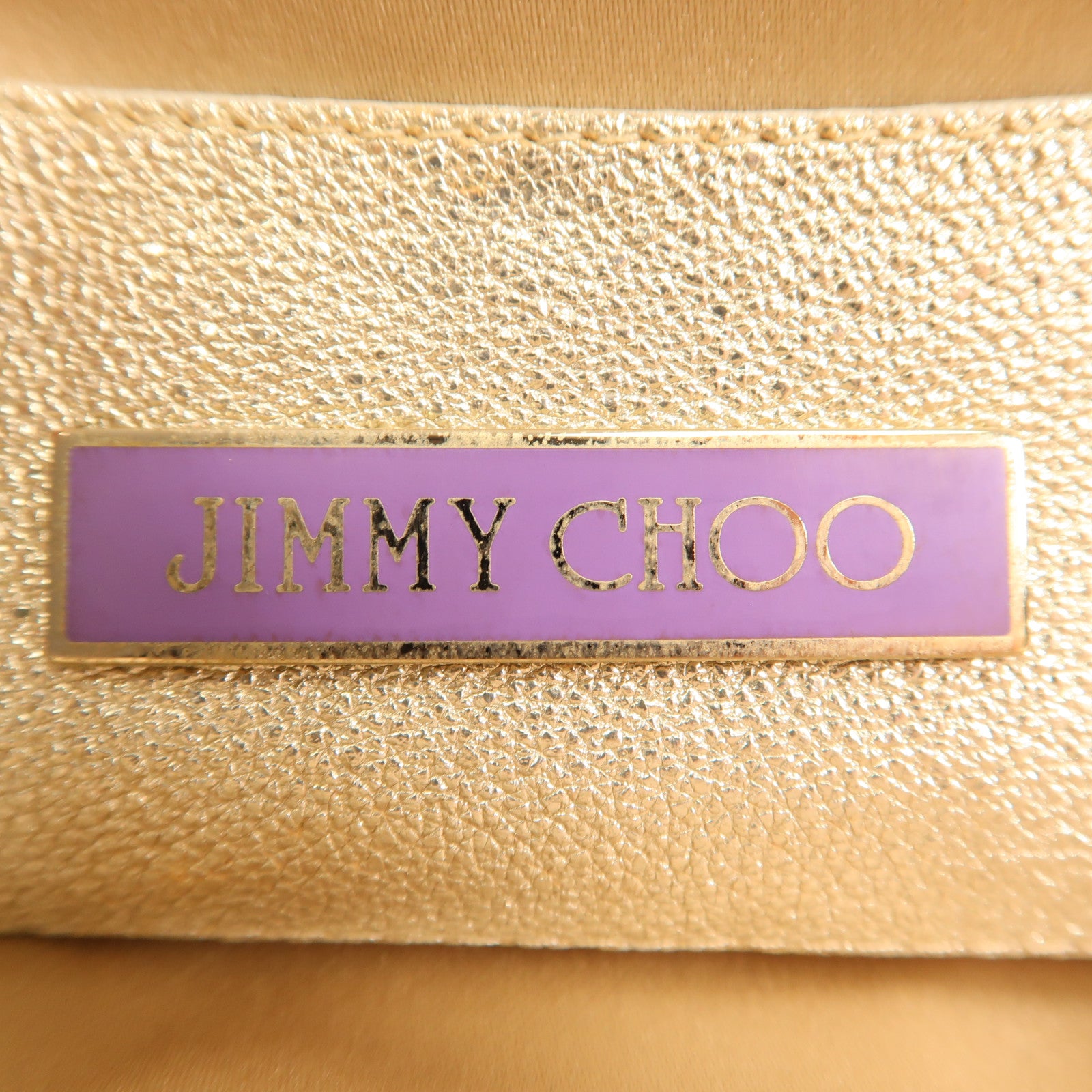 JIMMY CHOO GHW Hand Bag Clutch Leather Gold