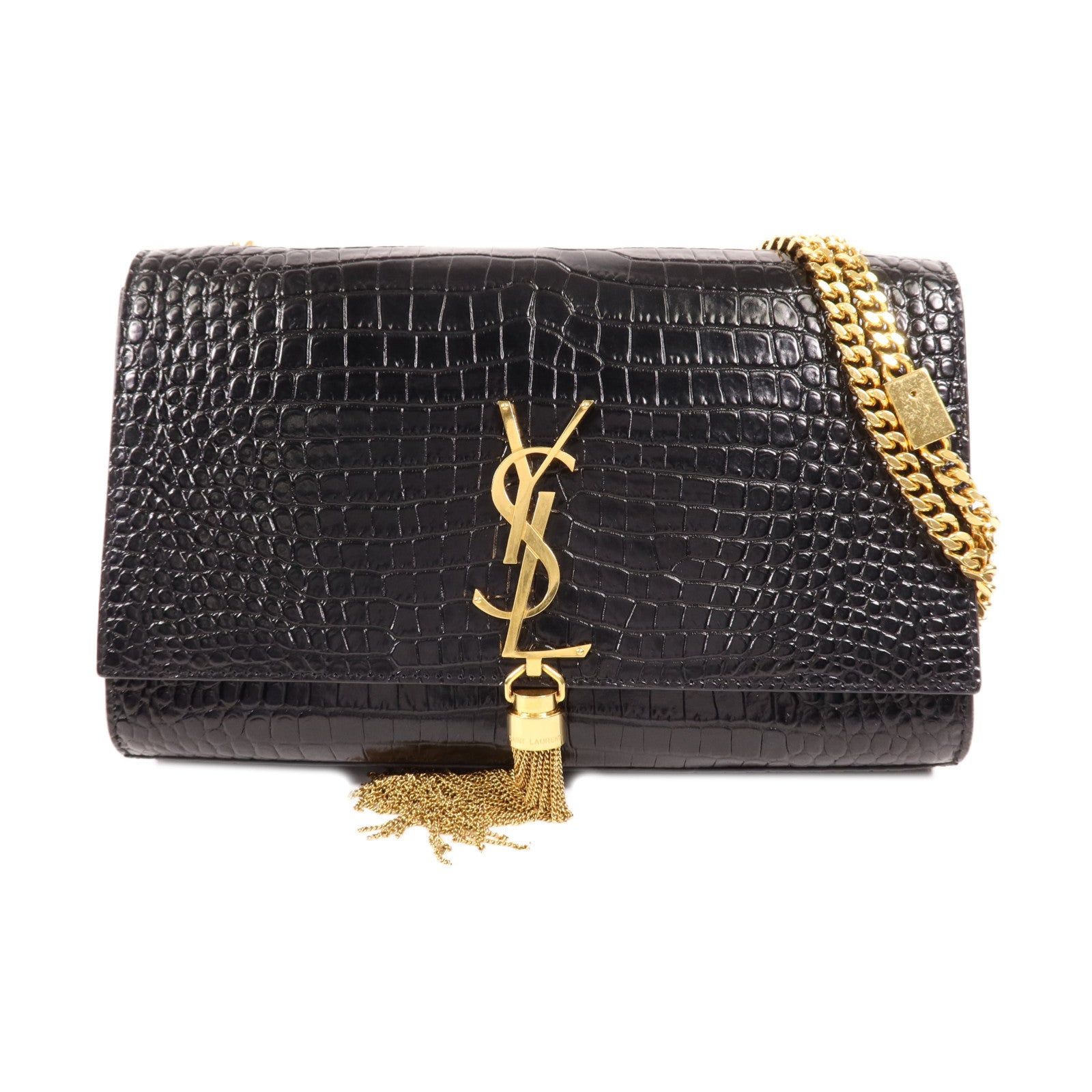 SAINT LAURENT 牛皮皮革Kate金扣鏈帶肩背袋