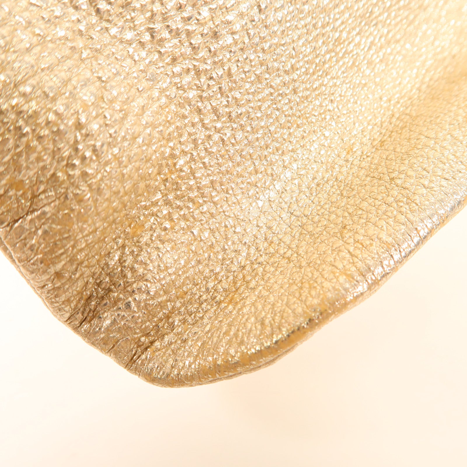 JIMMY CHOO GHW Hand Bag Clutch Leather Gold