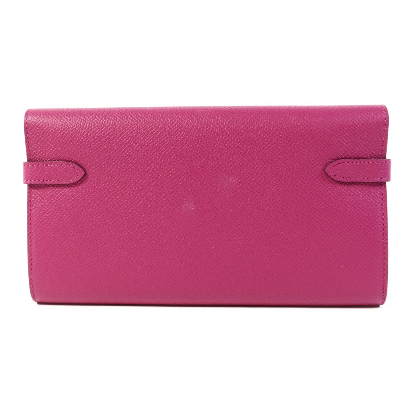 HERMES 【激減優惠】Epsom皮革Kelly Wallet銀扣長錢包Rose Purple