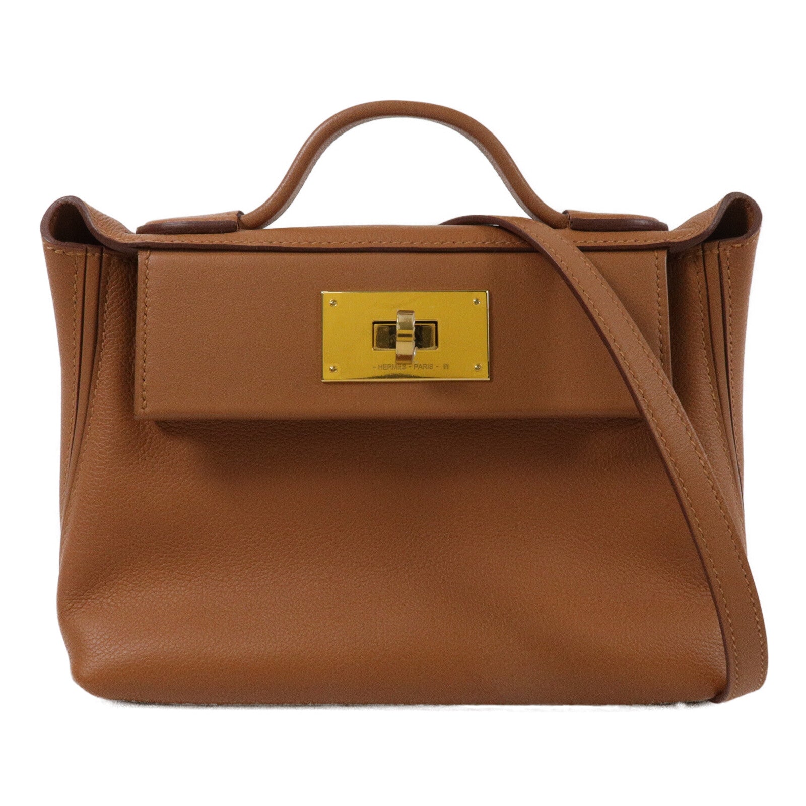 HERMES Swift皮革24/24 Mini手挽肩背兩用袋Gold