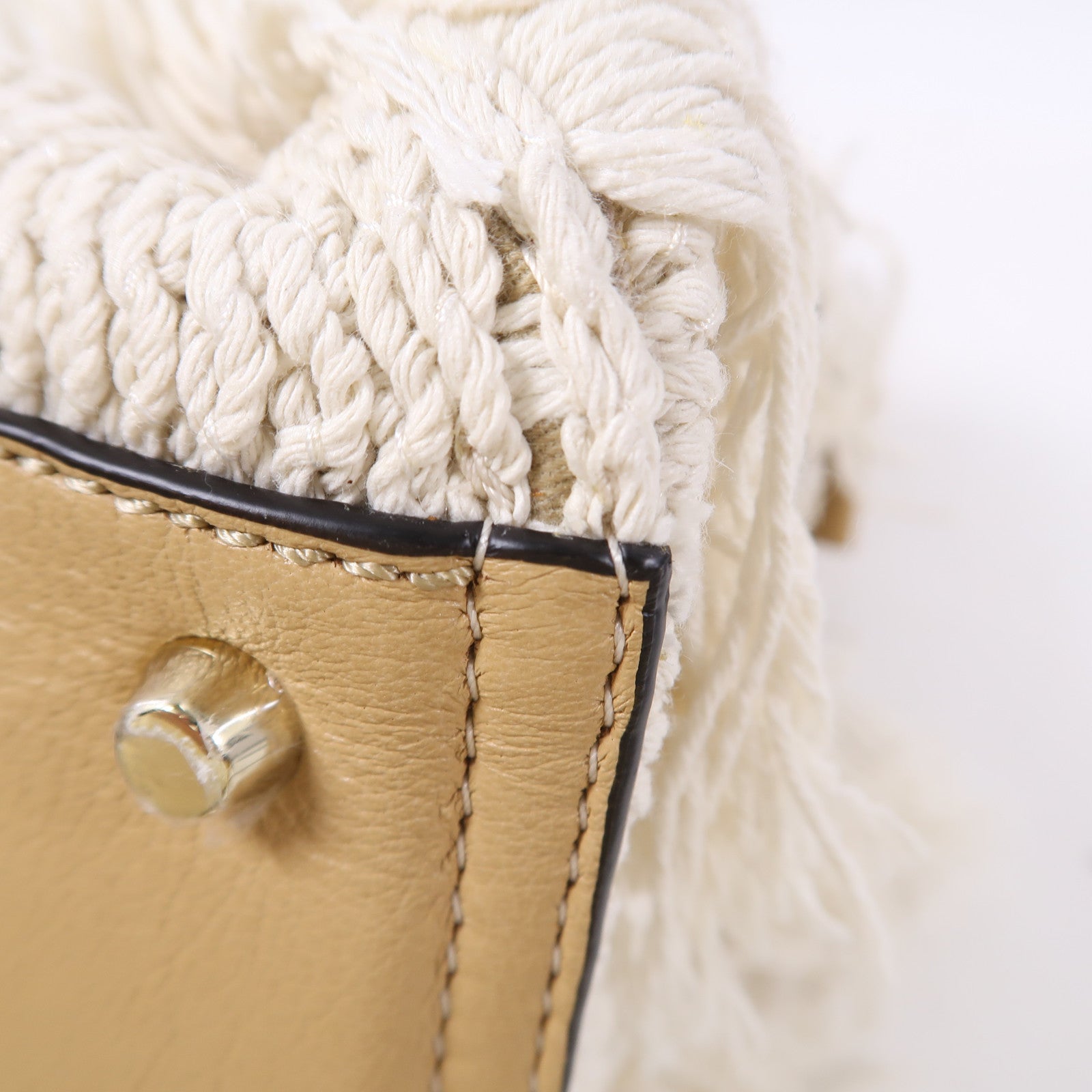 Chloe 【激減優惠】皮革/棉質/聚酯纖維Edith Fringe金扣Edith Fringe白色/啡色