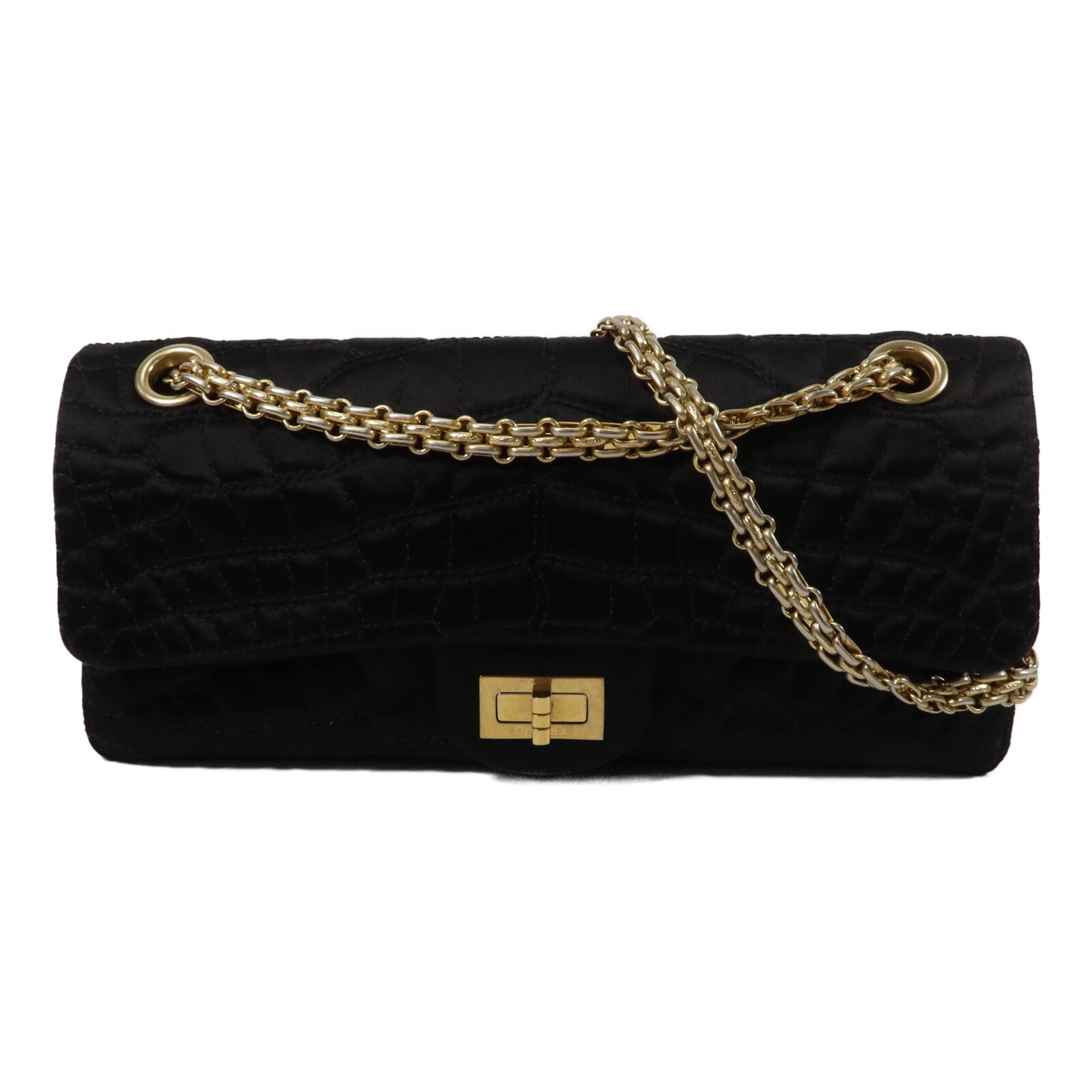 CHANEL Satin 2.55 East West鏈帶肩背袋