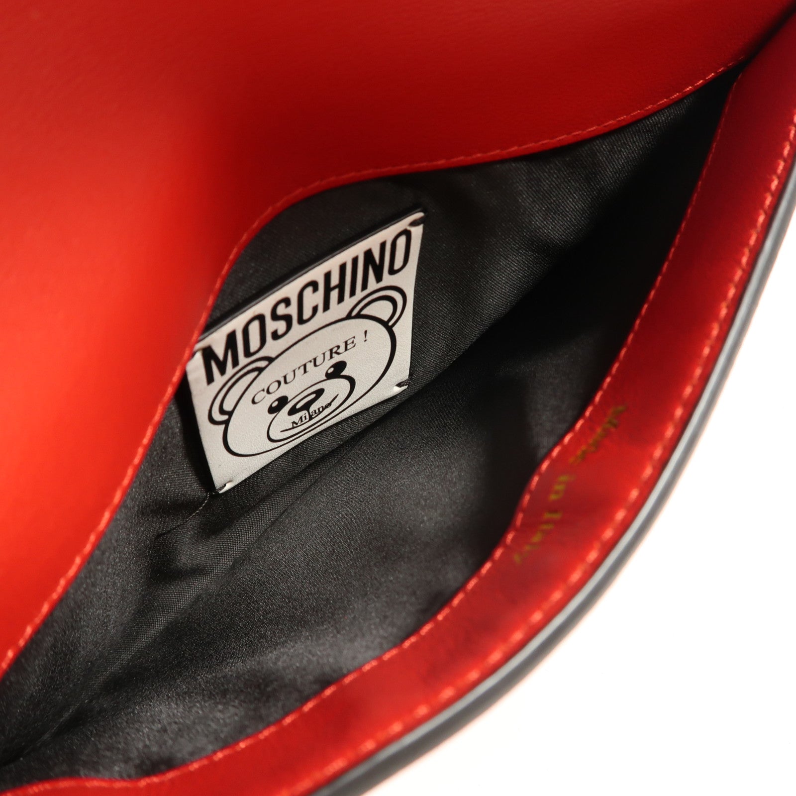 MOSCHINO 牛皮皮革Pouch金扣手拿包紅色
