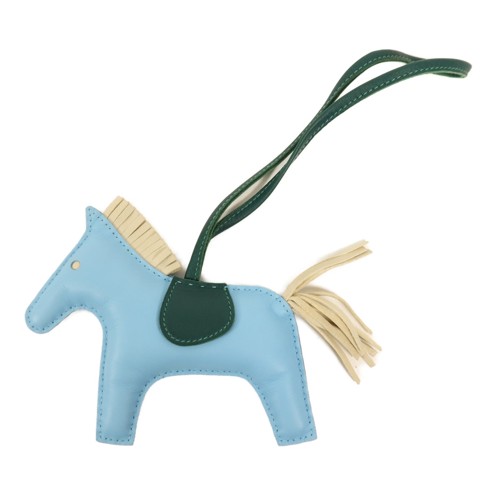 HERMES Milo皮革Rodeo MM掛飾Bleu Atoll