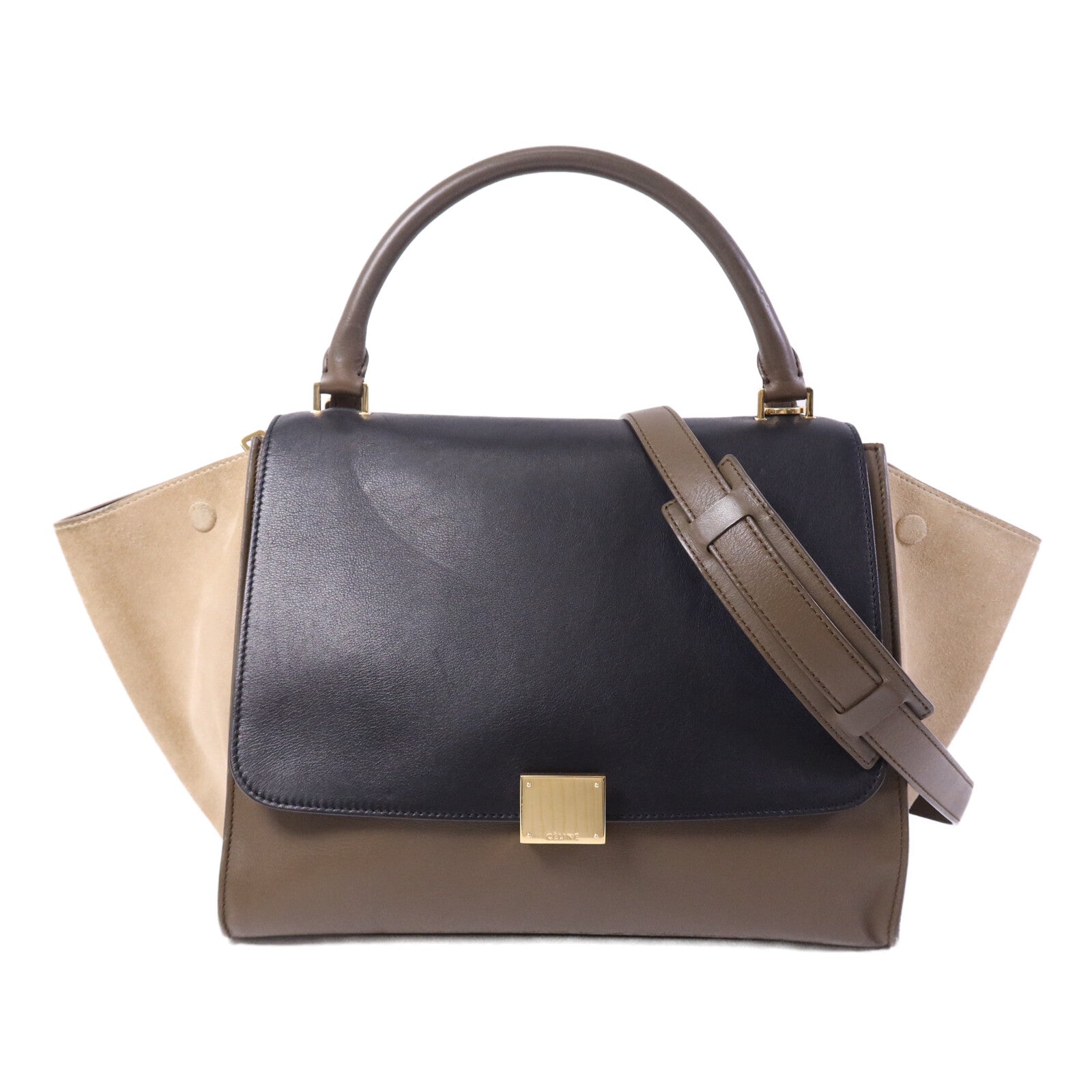 CELINE 【激減優惠】牛皮/麂皮皮革Trapeze金扣手挽肩背兩用袋
