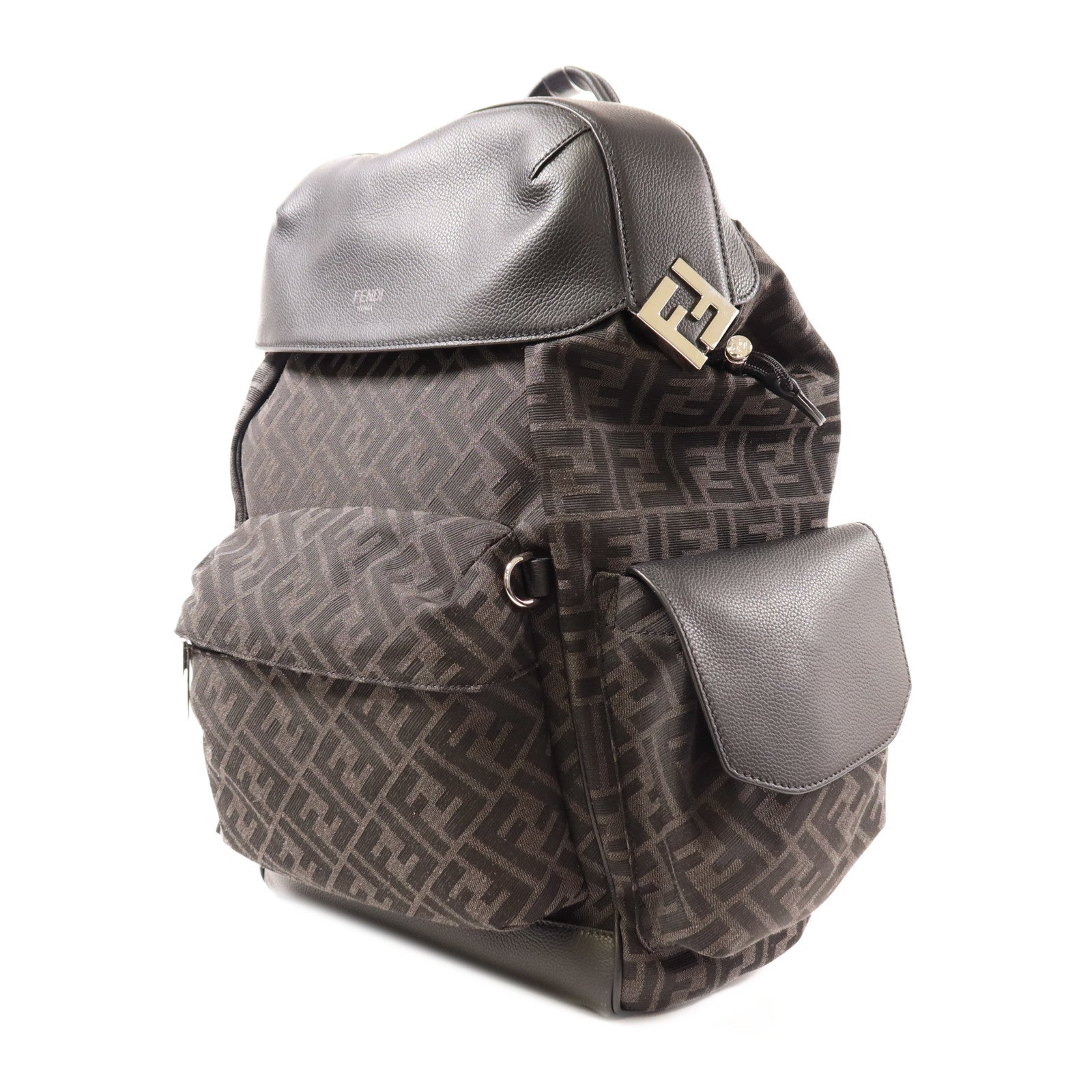 FENDI 帆布Backpack銀扣背包