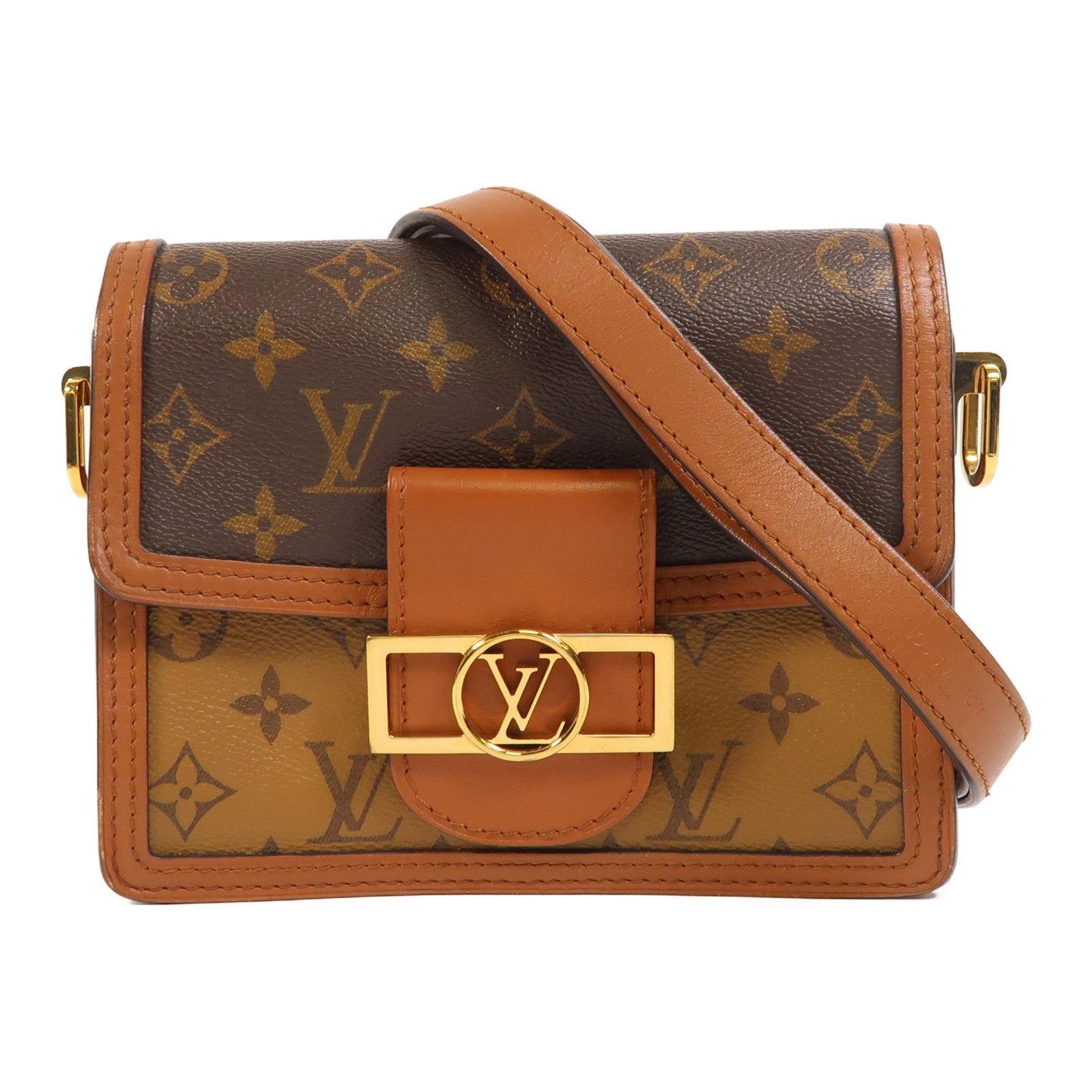 LOUIS VUITTON Monogram Reverse Mini Dauphine金扣肩背袋