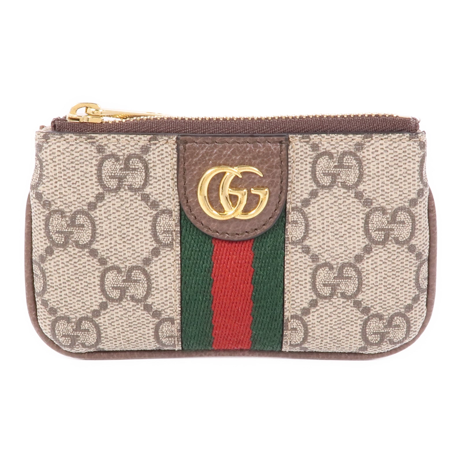 GUCCI GG GHW Ophidia Key Case 671722 Coated Canvas Brown