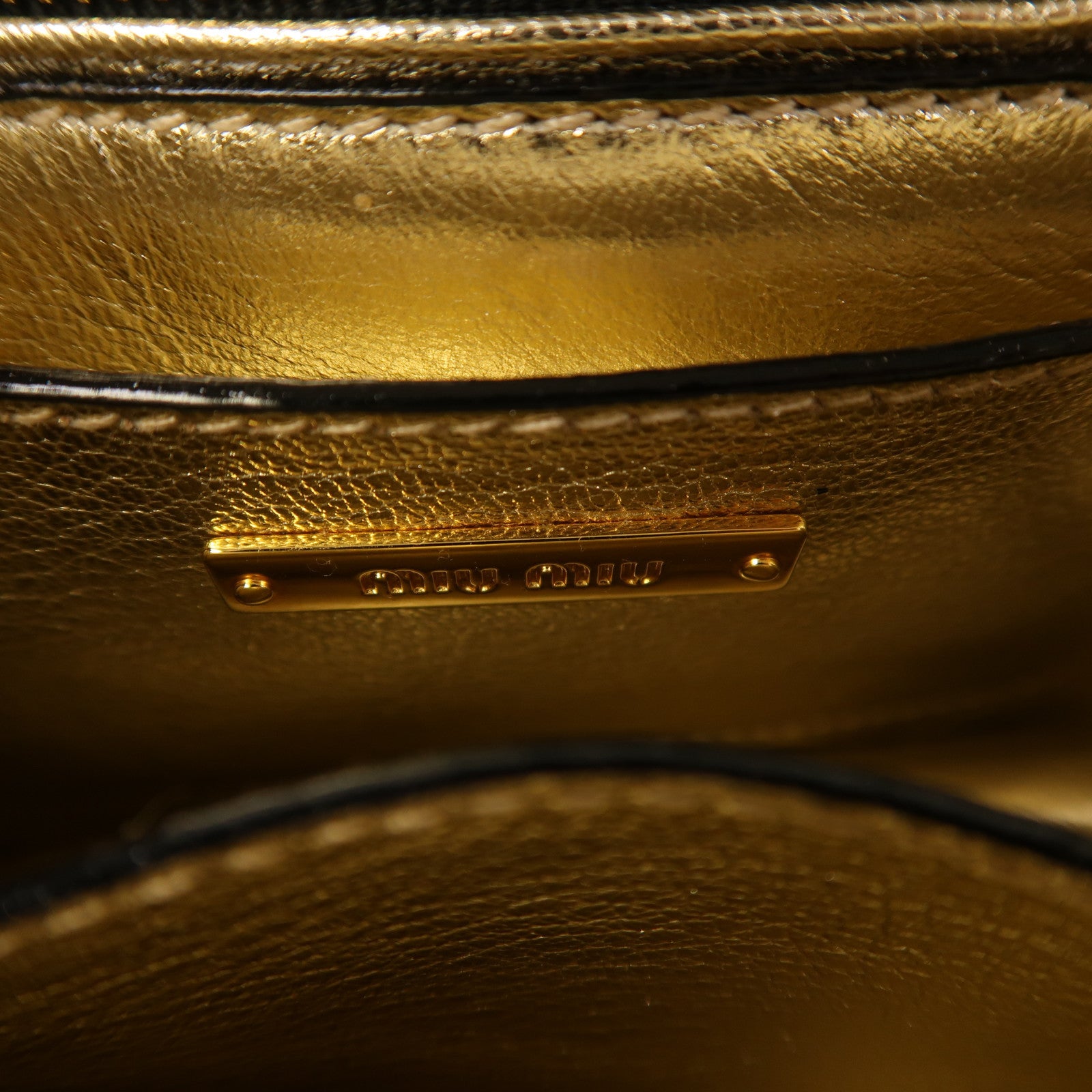 Miu Miu 牛皮皮革Shoulder Bag金扣手挽肩背兩用袋金色