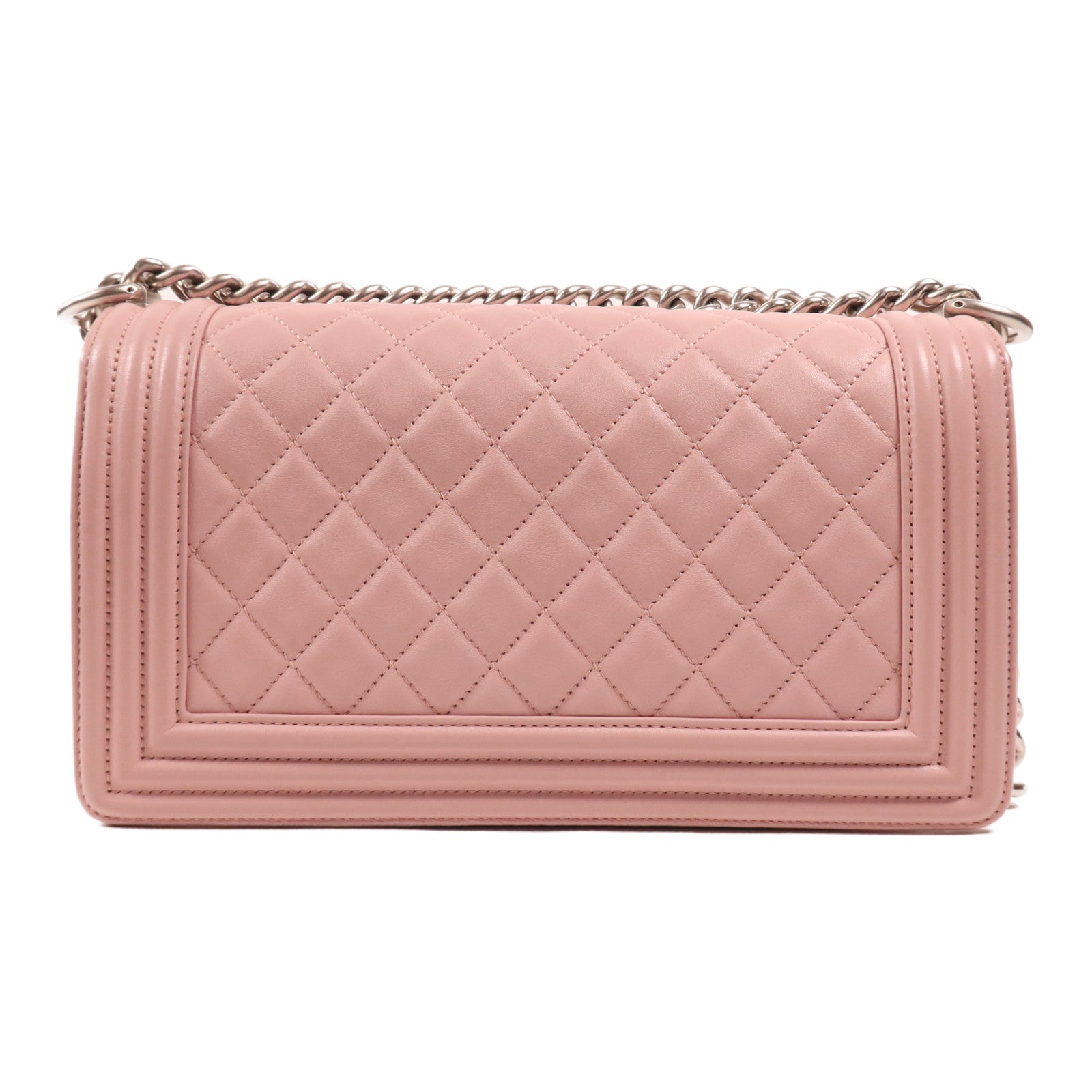 CHANEL 羊皮皮革Boy 25銀扣肩背袋