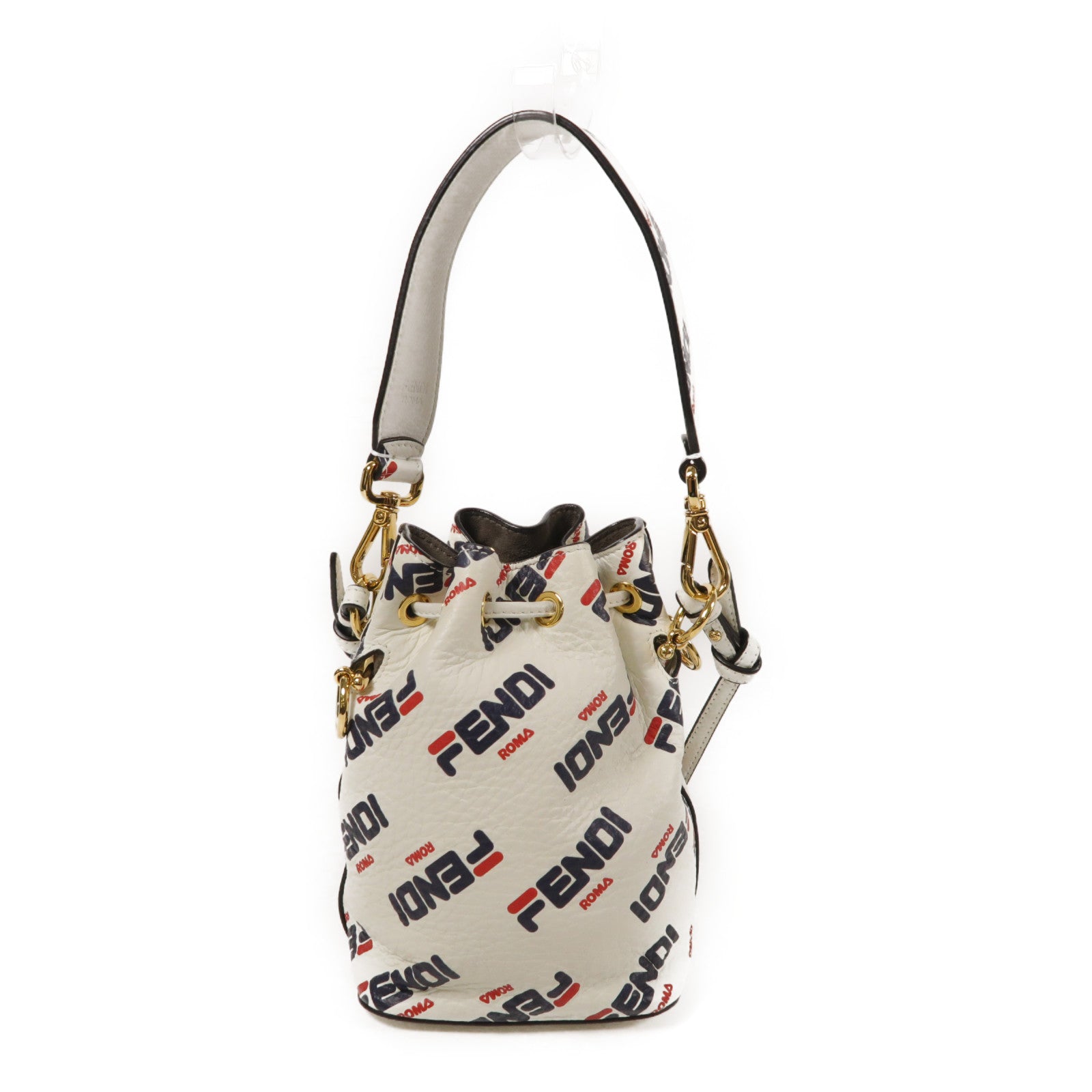 FENDI GHW Mon Tresor 2way Shoulder Bag Calfskin Leather White