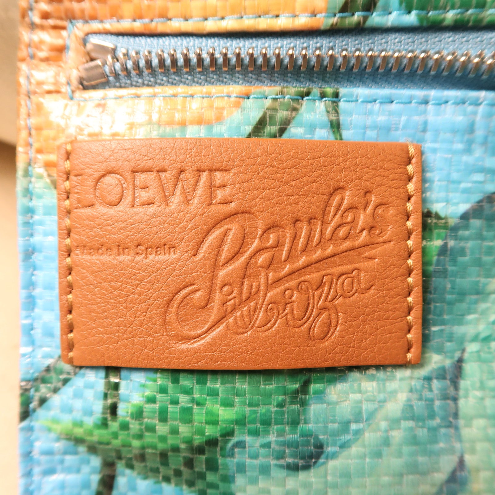 LOEWE 塗層帆布Fold Shopper Sky Blue銀扣手挽袋