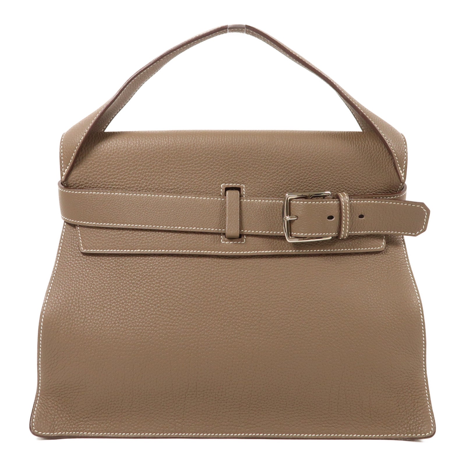 HERMES Togo皮革Etribelt銀扣手挽袋Etoupe