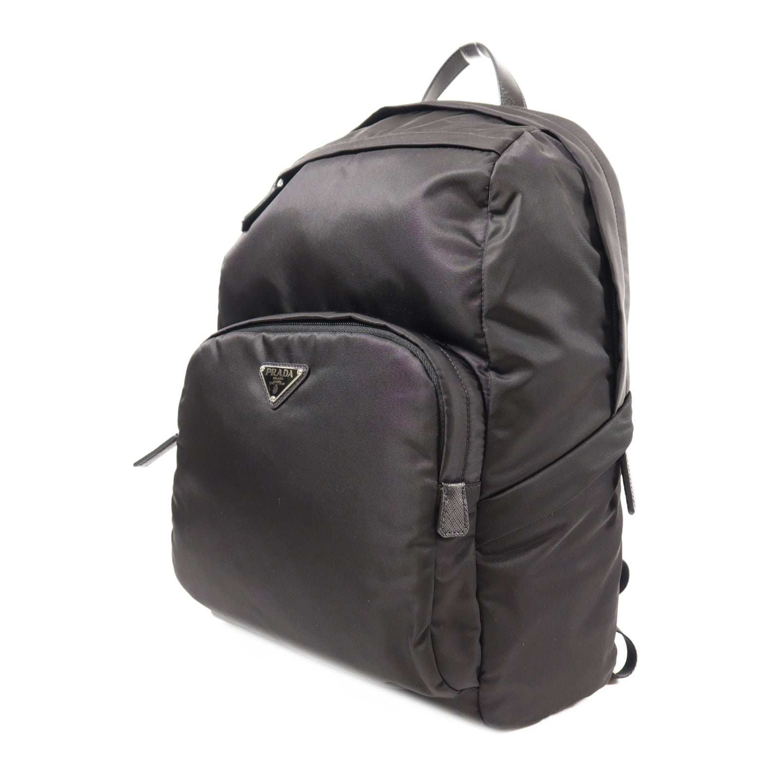 PRADA 尼龍/Saffiano皮革Backpack銀扣背包