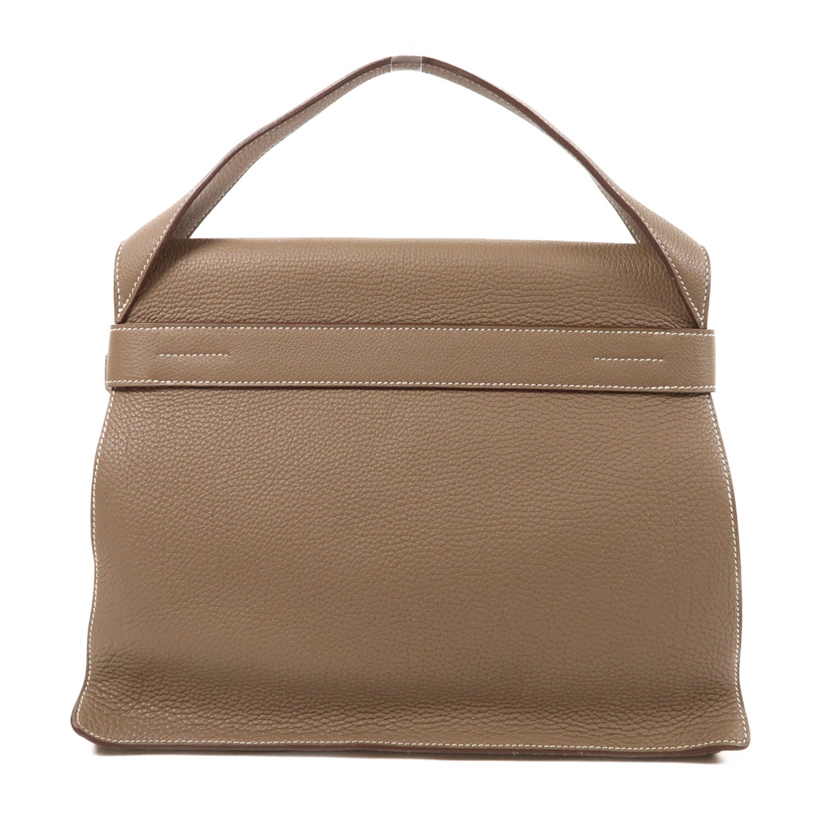 HERMES Togo皮革Etribelt銀扣手挽袋Etoupe