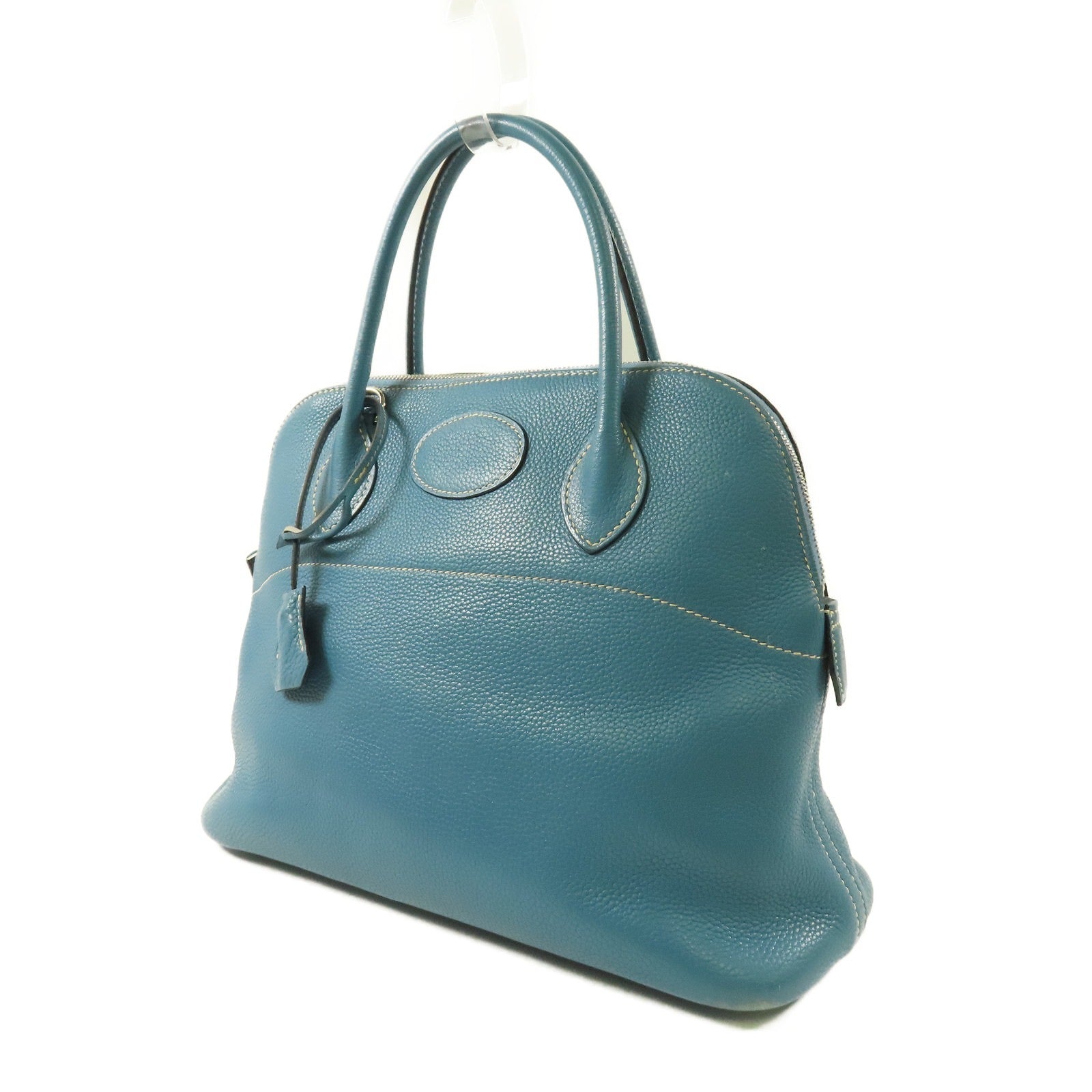 HERMES 【激減優惠】Clemence皮革Bolide 31銀扣手挽肩背兩用袋Bleu Jean