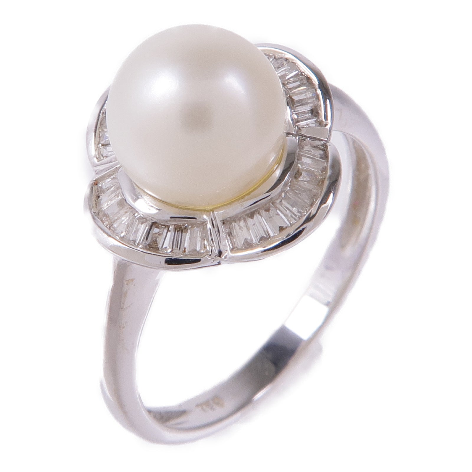 JEWELRY 【激減優惠】18K白金Pearl/Diamond Ring珍珠/鑽石戒指US#6.5
