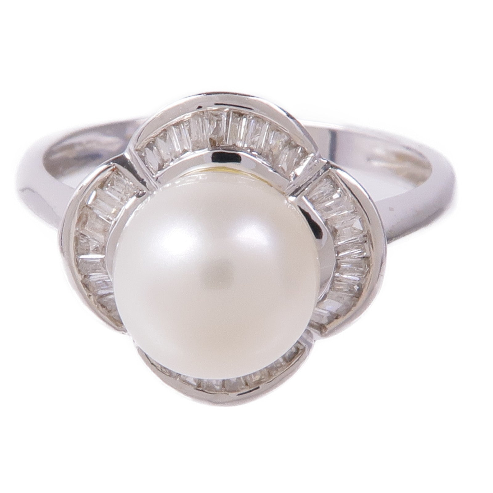 JEWELRY 【激減優惠】18K白金Pearl/Diamond Ring珍珠/鑽石戒指US#6.5