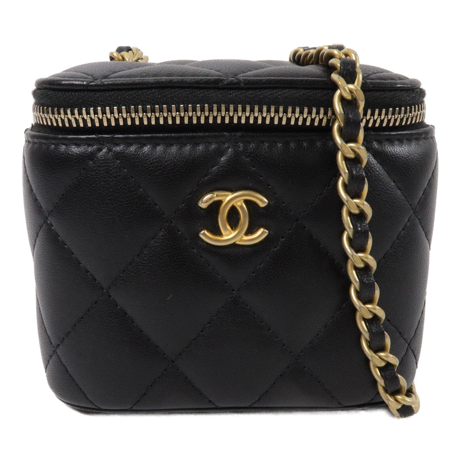 CHANEL 羊皮皮革Mini Vanity Case With Gold Ball鏈帶肩背袋