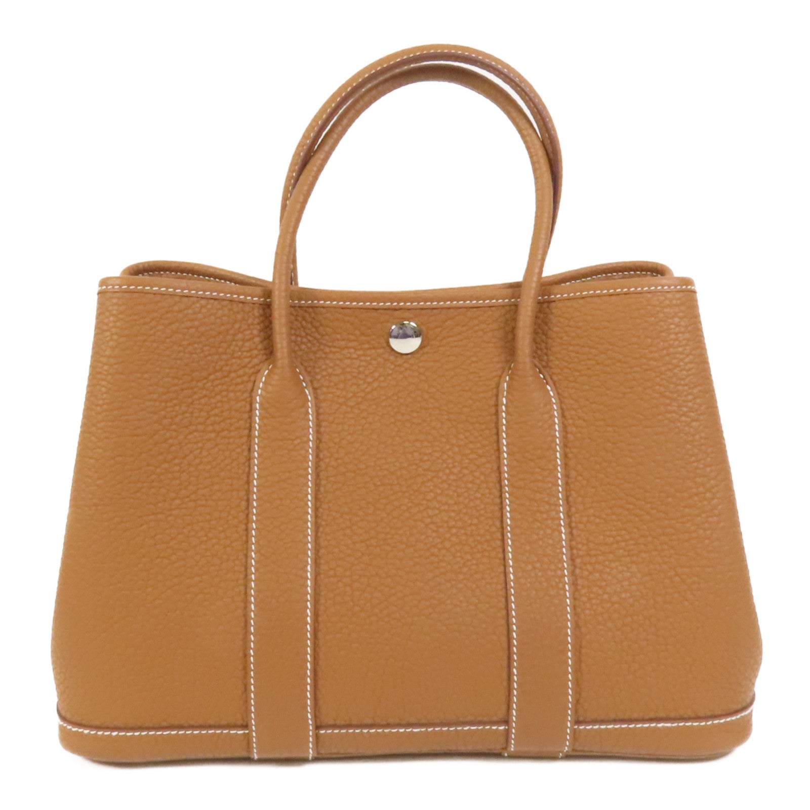 HERMES Negonda皮革Garden Party TPM銀扣手挽袋Havanne