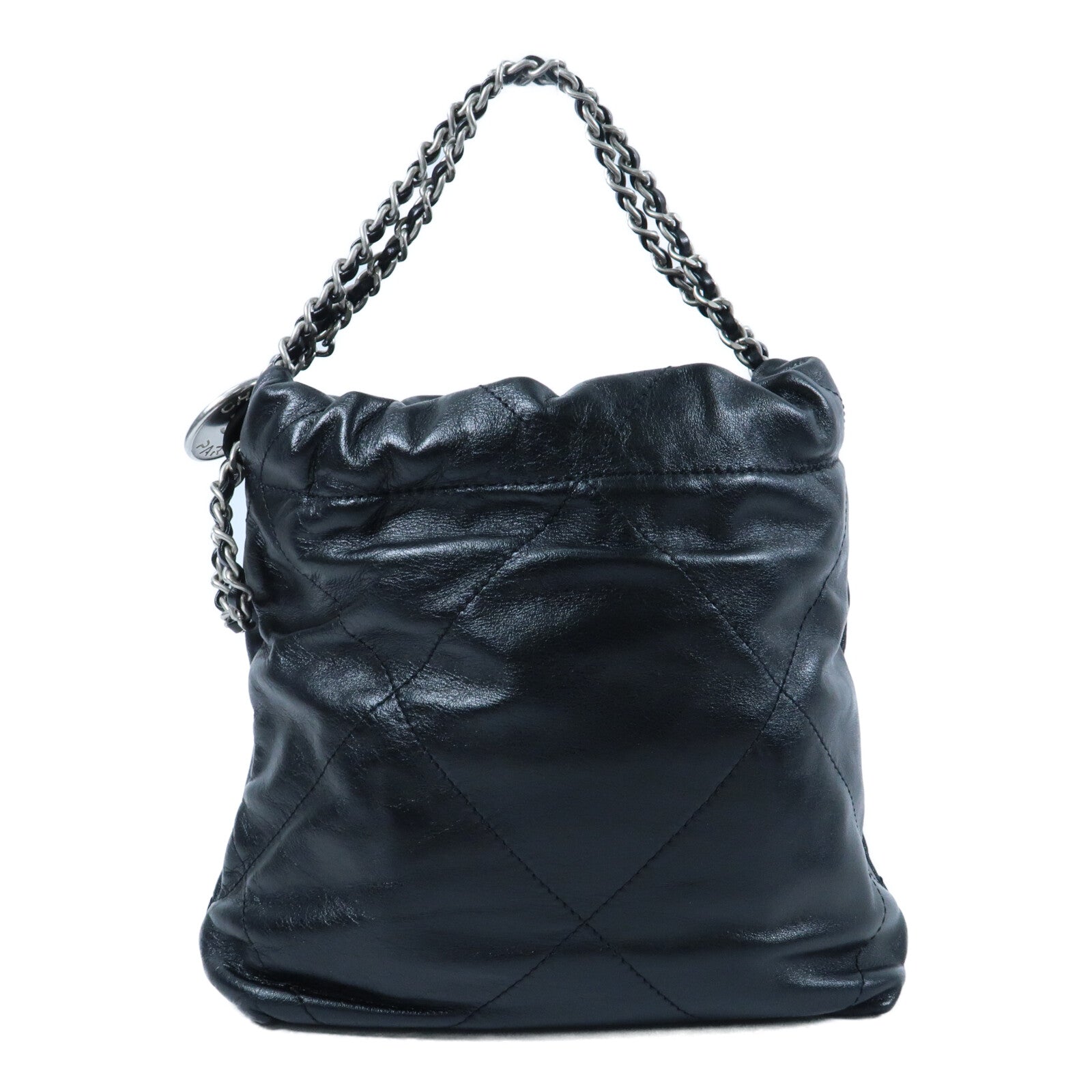 CHANEL 牛皮皮革Mini 22銀扣手挽肩背兩用袋