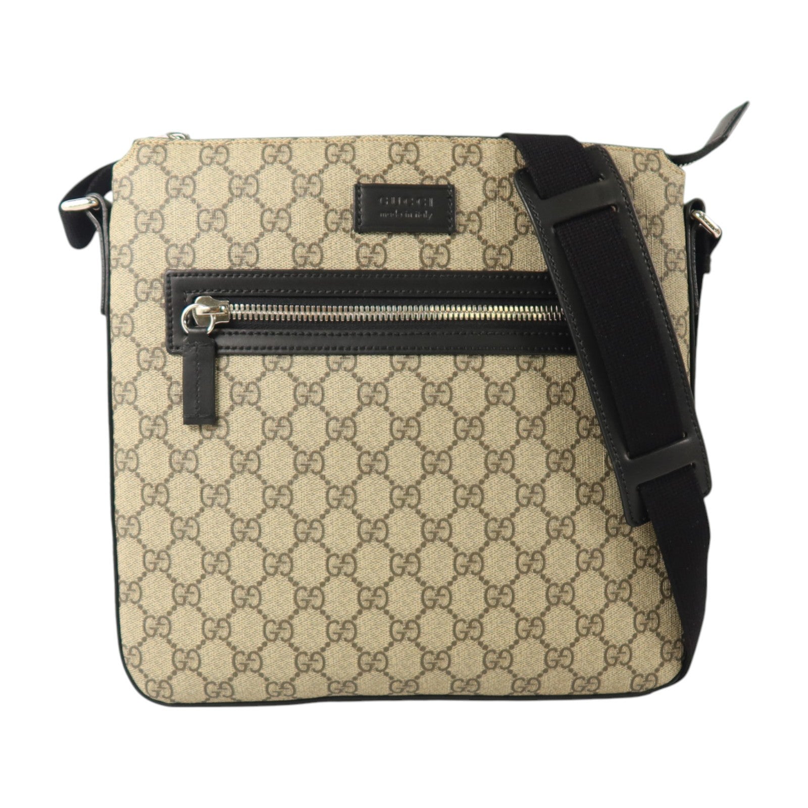 GUCCI 塗層帆布Shoulder Bag銀扣肩背袋