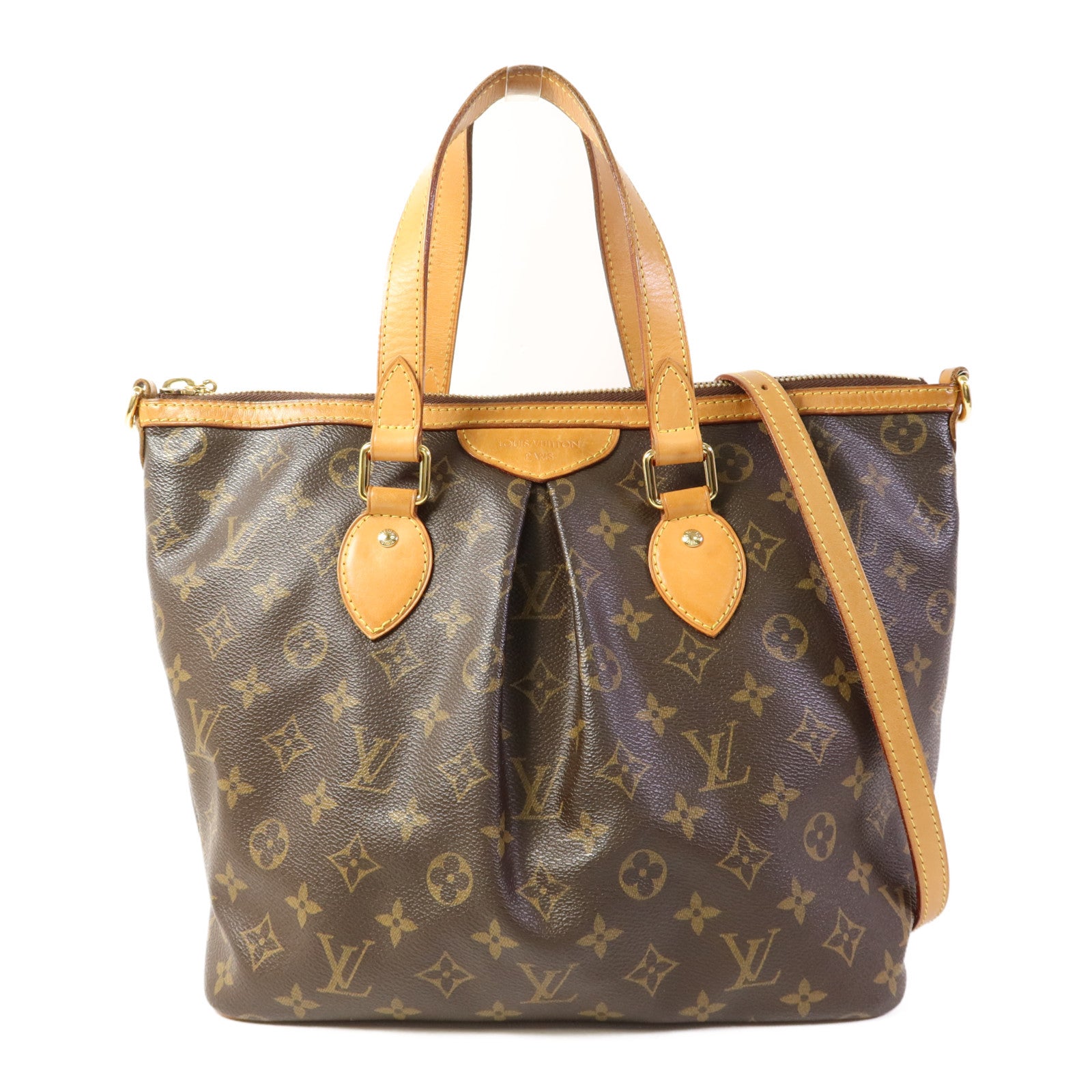 LOUIS VUITTON Monogram Palermo PM金扣手挽肩背兩用袋棕色