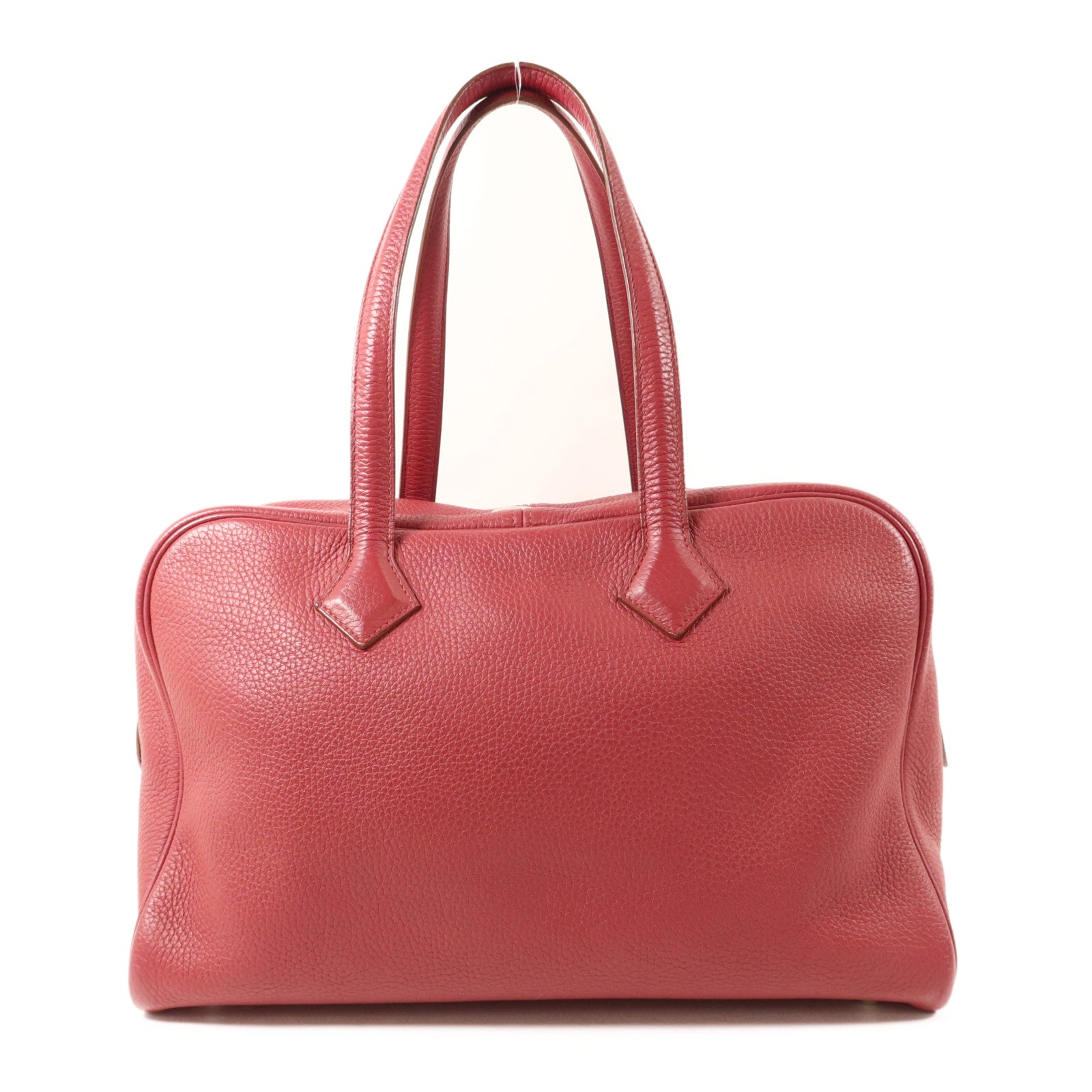 HERMES Clemence皮革Victoria銀扣手挽袋Rubis