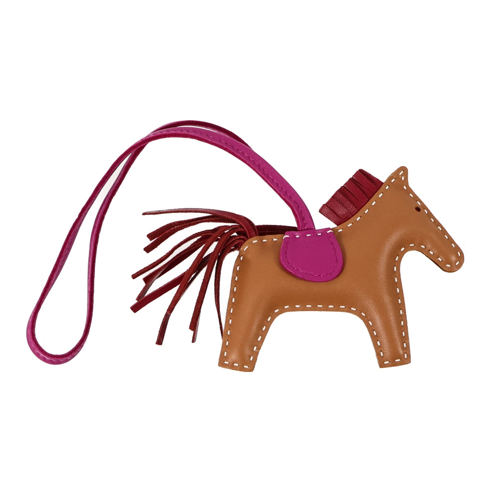 HERMES 【激減優惠】Milo皮革Rodeo PM掛飾Gold/Rose Pourpre