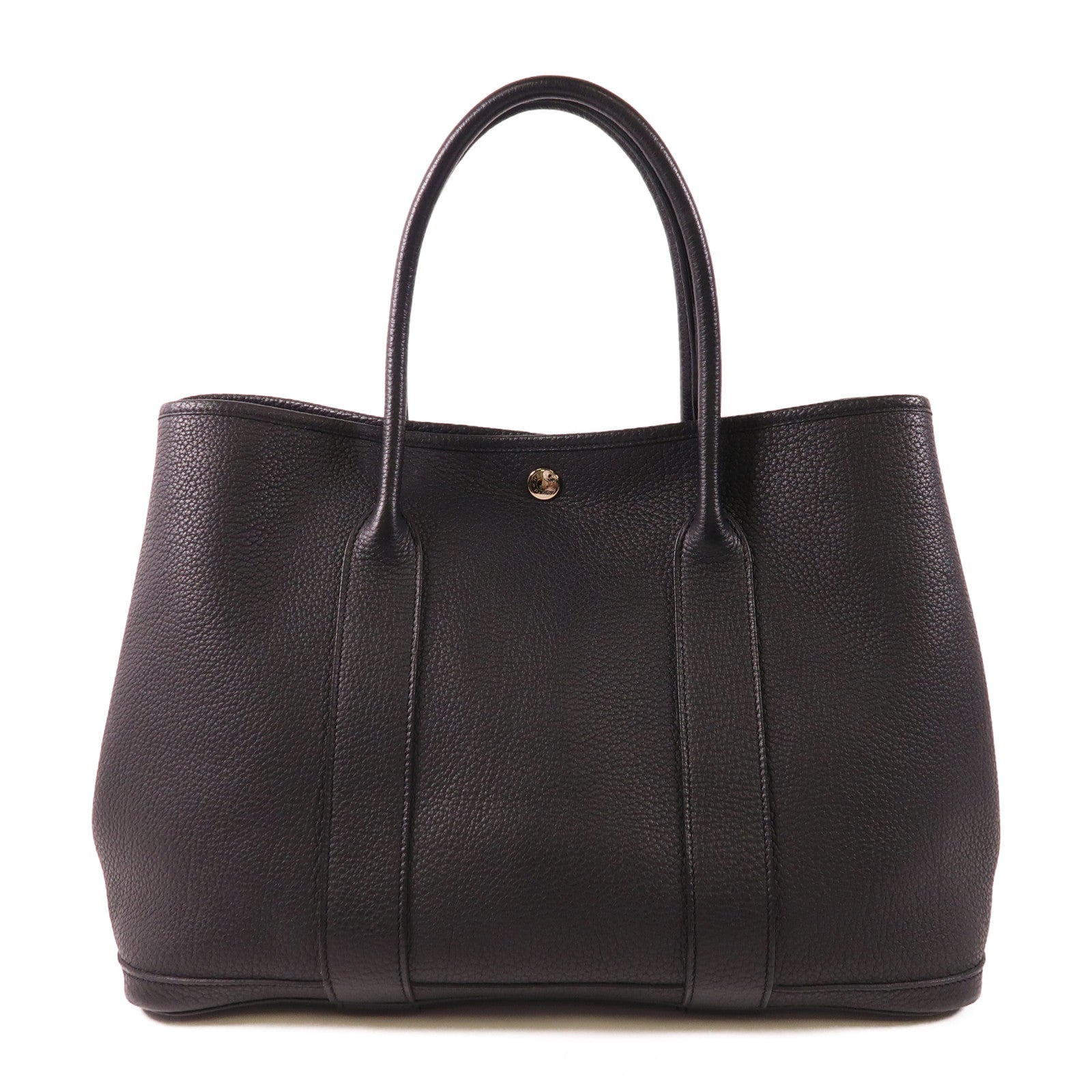 HERMES Negonda皮革Garden Party PM銀扣手挽袋89 Noir