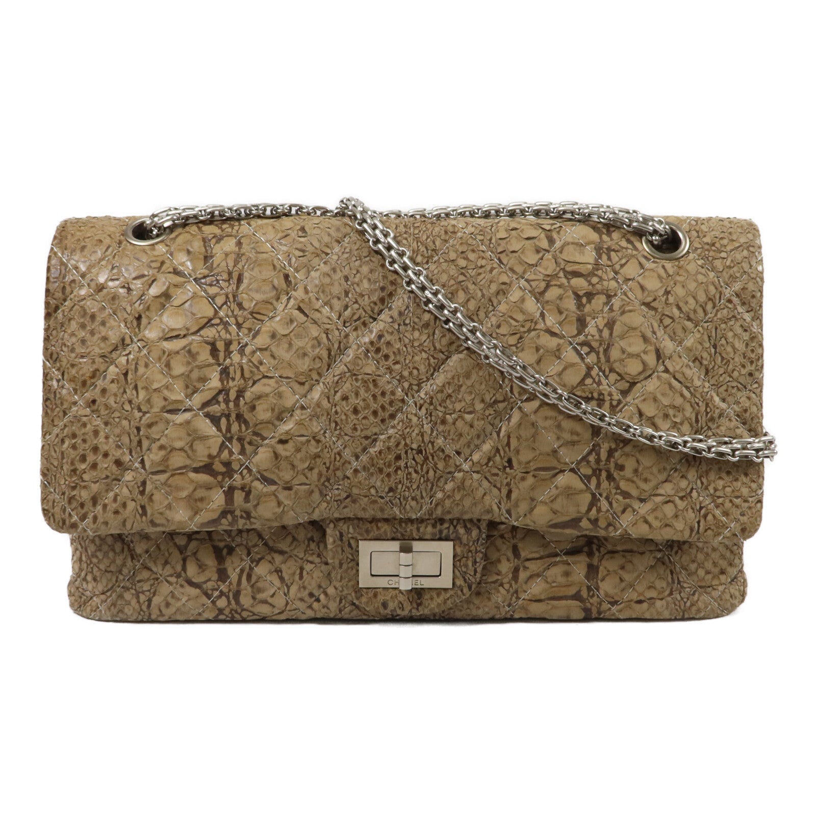 CHANEL 蛇皮皮革2.55 Reissue Large鏈帶肩背袋