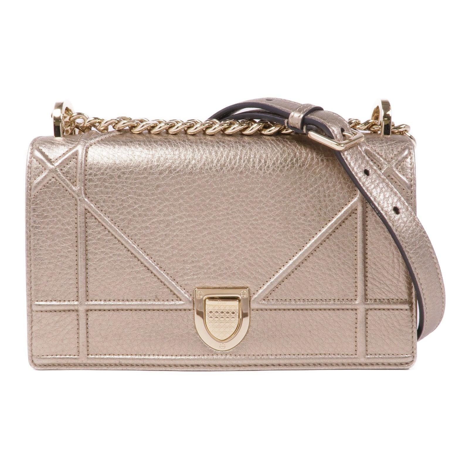 Dior 牛皮皮革Diorama金扣鏈帶肩背袋