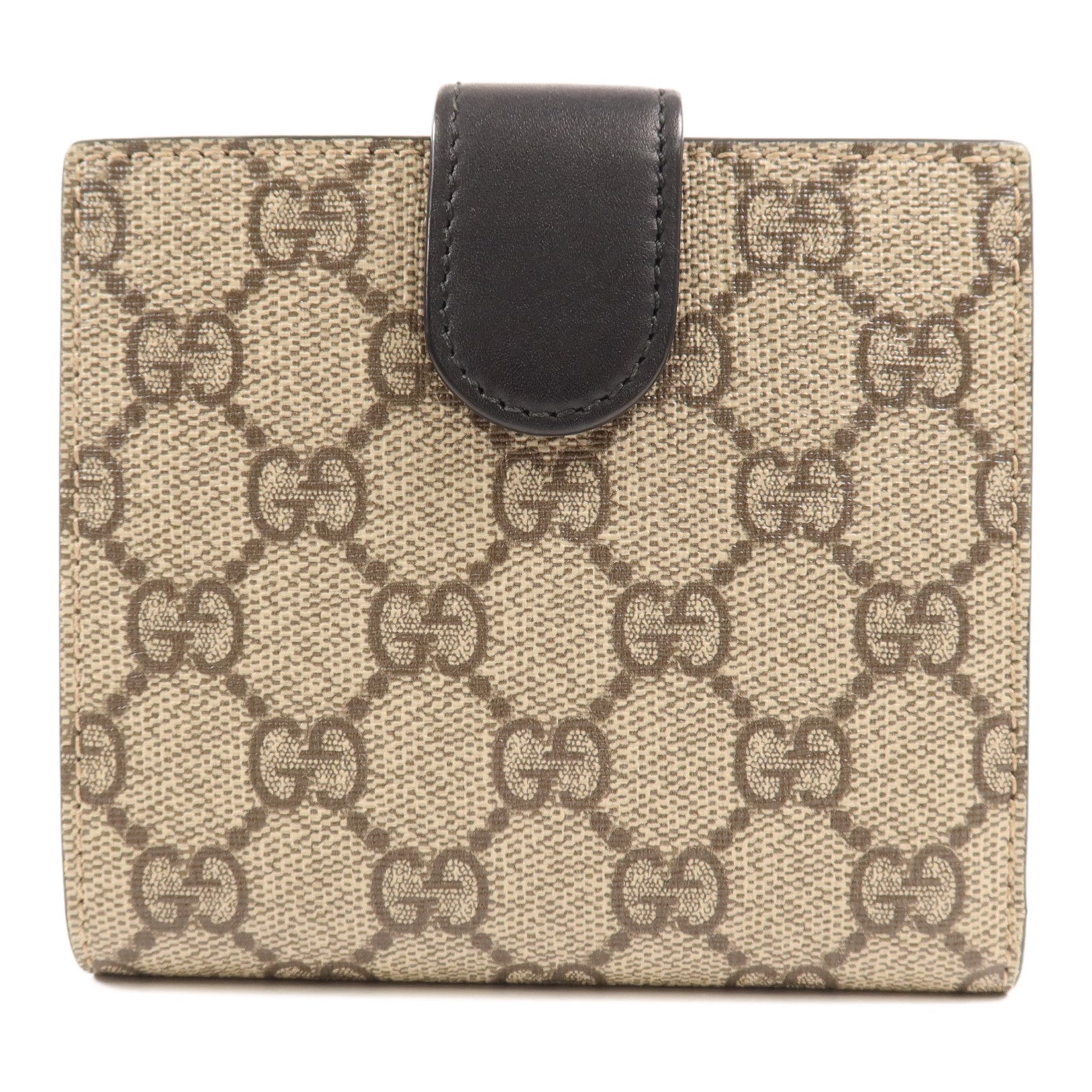 GUCCI 塗層帆布/牛皮皮革GG Supreme Wallet金扣錢包