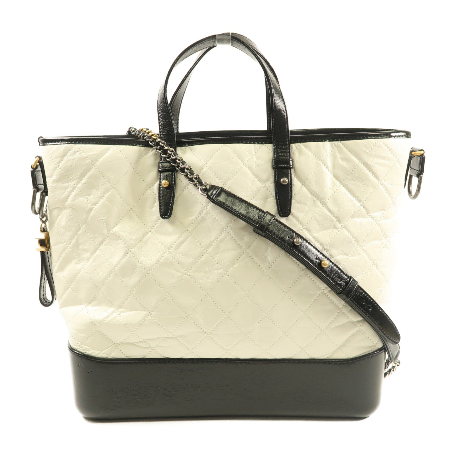 CHANEL 牛皮皮革Gabrielle銀扣/金扣手挽肩背兩用袋