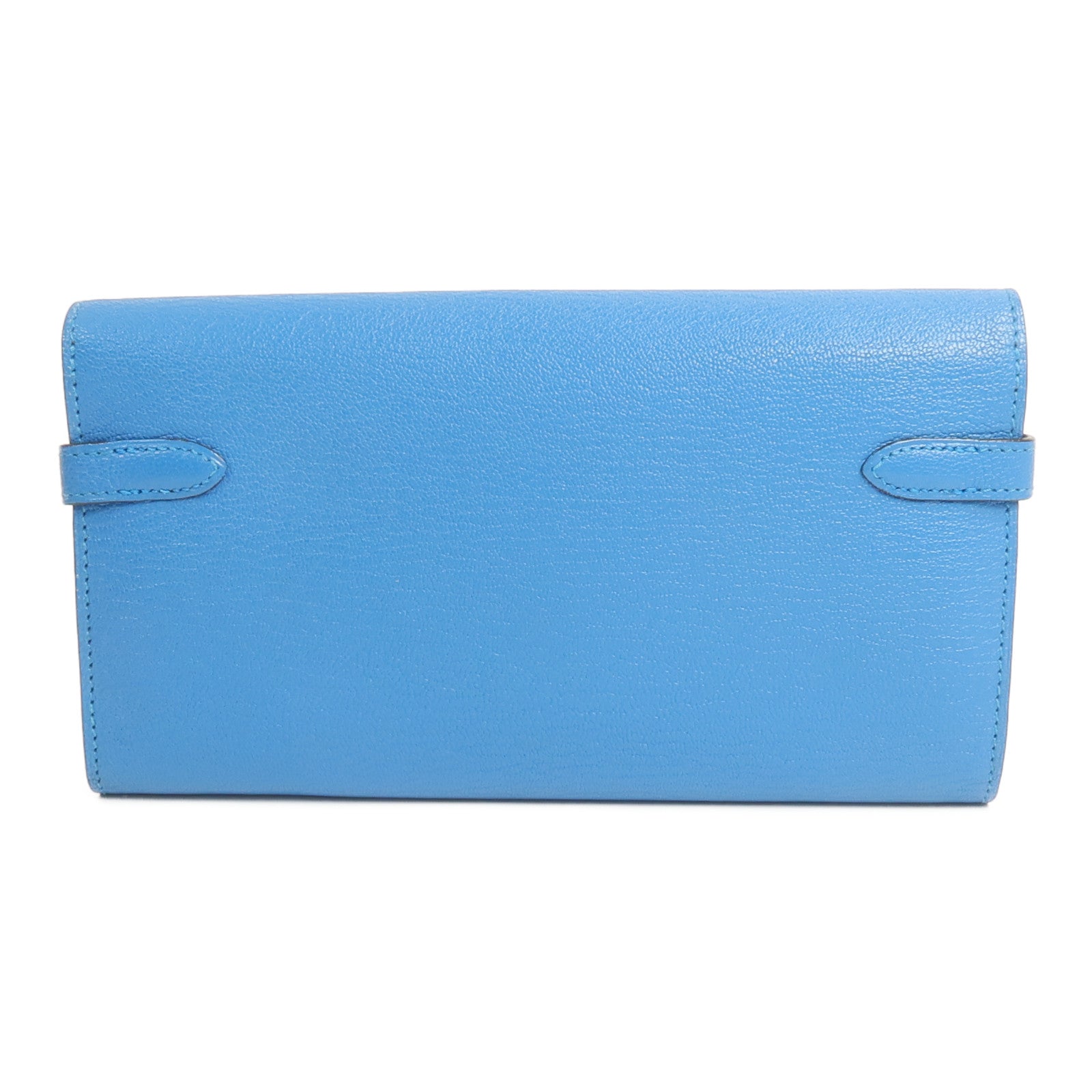 HERMES Chevre皮革Kelly wallet長錢包Bleu Zanzibar