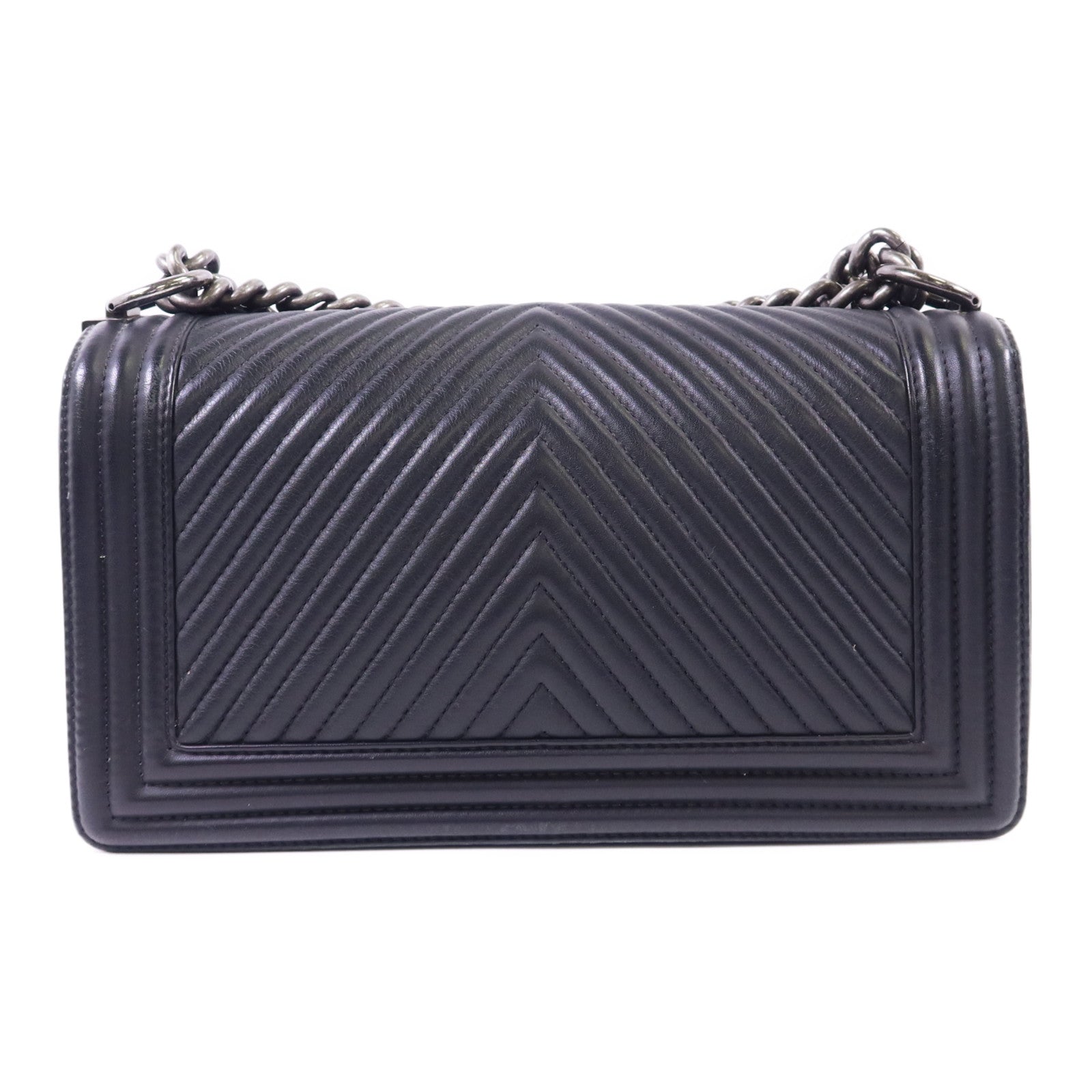 CHANEL 羊皮皮革Boy 25銀扣肩背袋