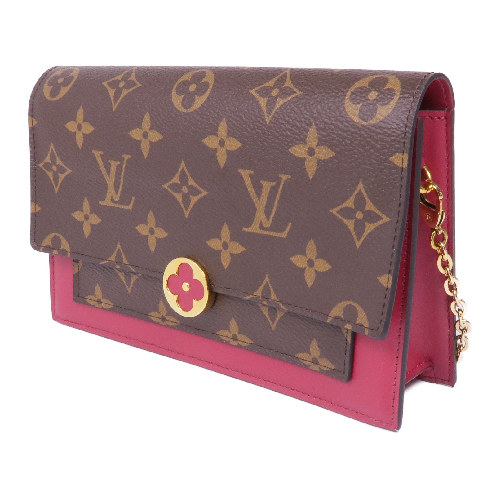 LOUIS VUITTON Monogram Flore金扣鏈帶肩背袋