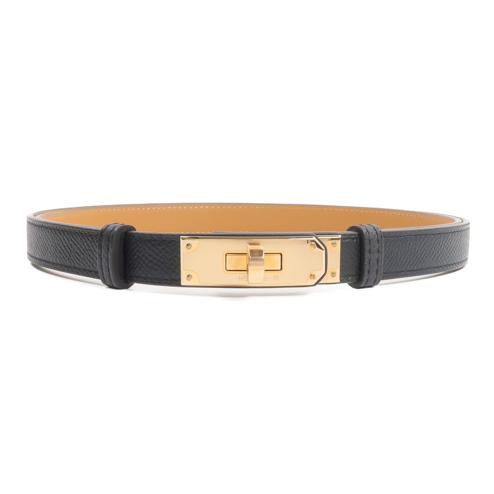HERMES Epsom皮革Kelly 18 Belt皮帶Noir