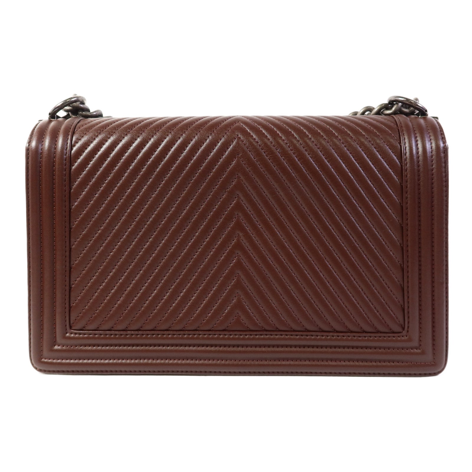 CHANEL 牛皮皮革Boy 28鏈帶肩背袋