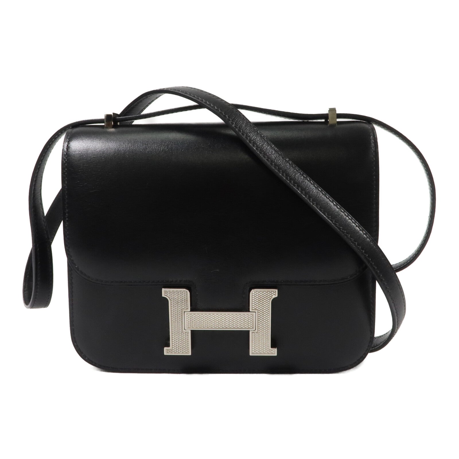 HERMES Box皮革Constance Mini肩背袋Noir