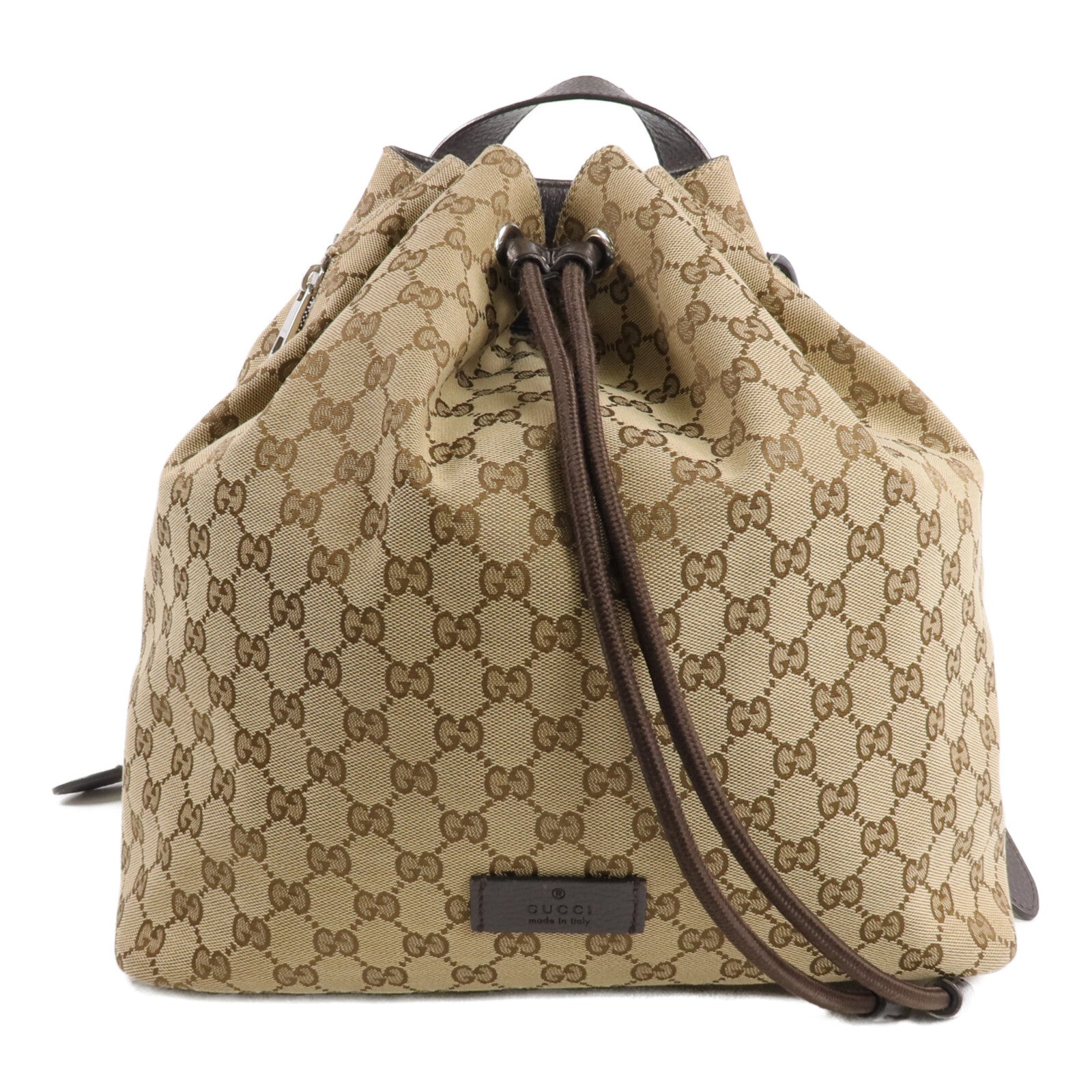 GUCCI 帆布Backpack銀扣背包