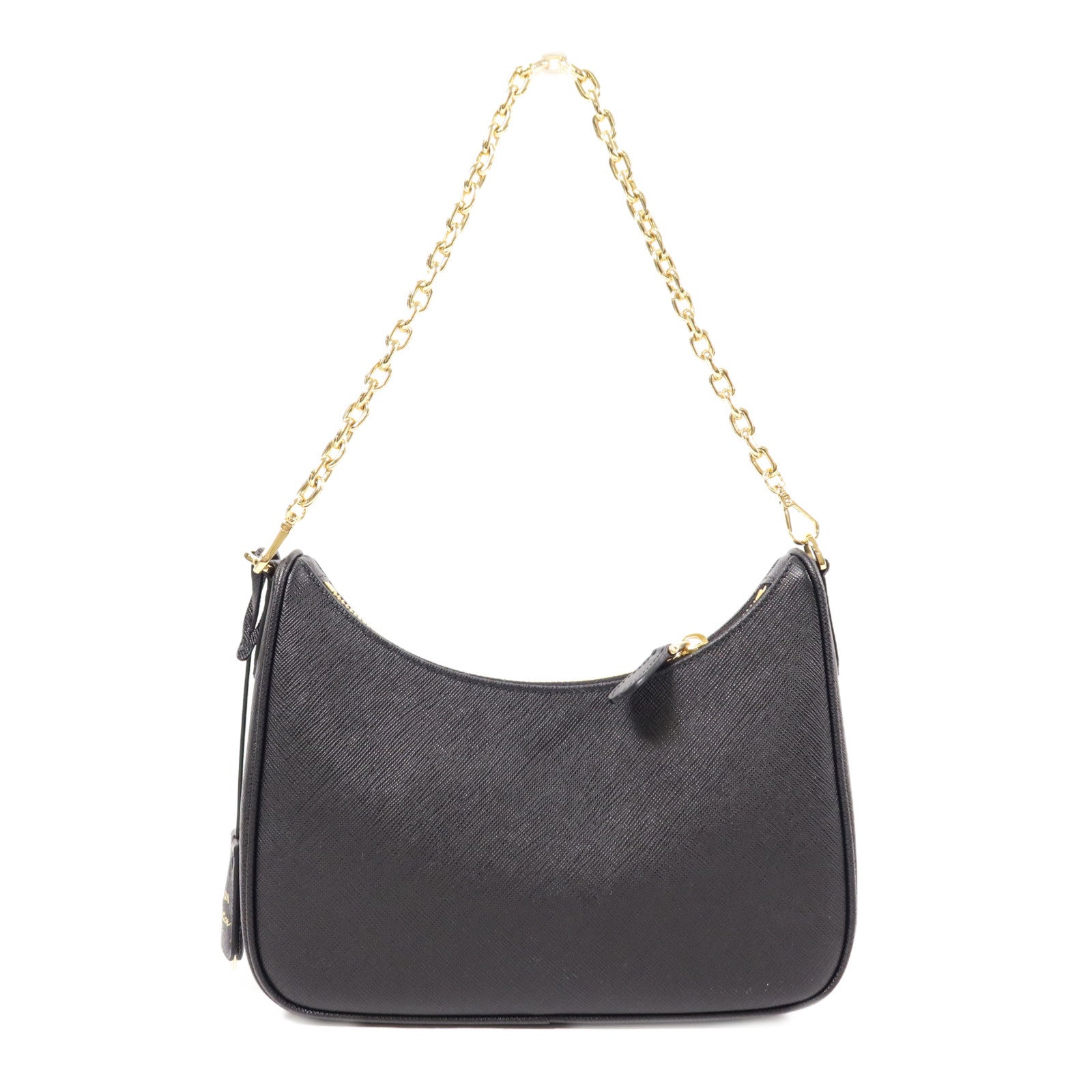 PRADA GHW Re-Edition 2005 Shoulder Bag Saffiano Leather Black 7501