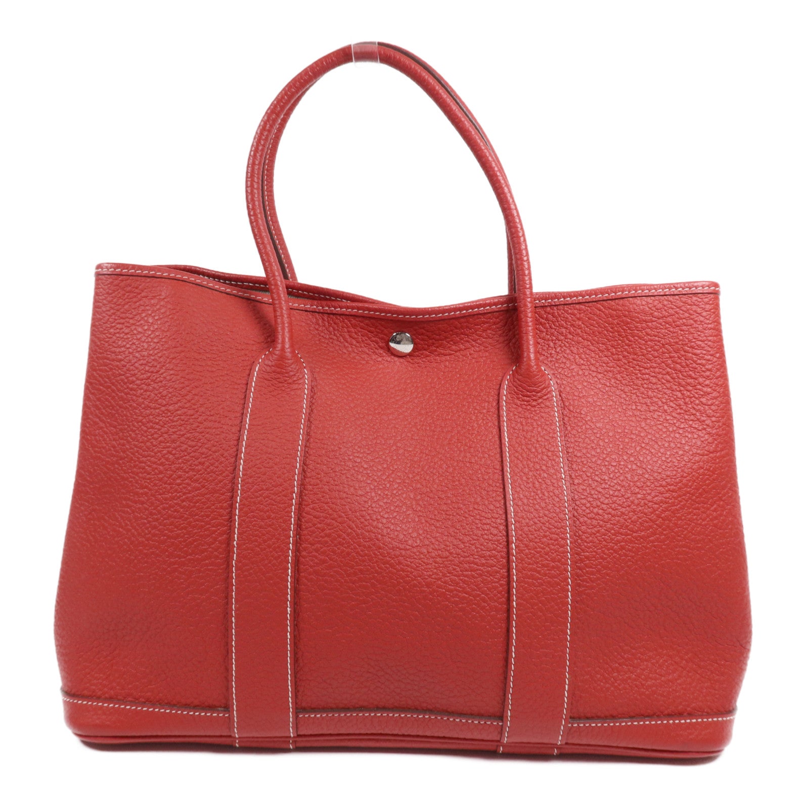 HERMES Country皮革Garden Party TPM銀扣手挽袋Rouge Casaque