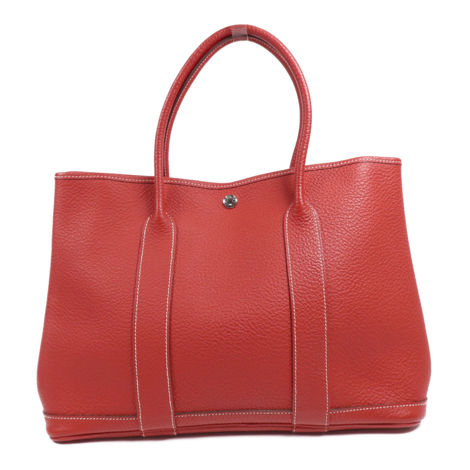 HERMES Country皮革Garden Party TPM銀扣手挽袋Rouge Casaque