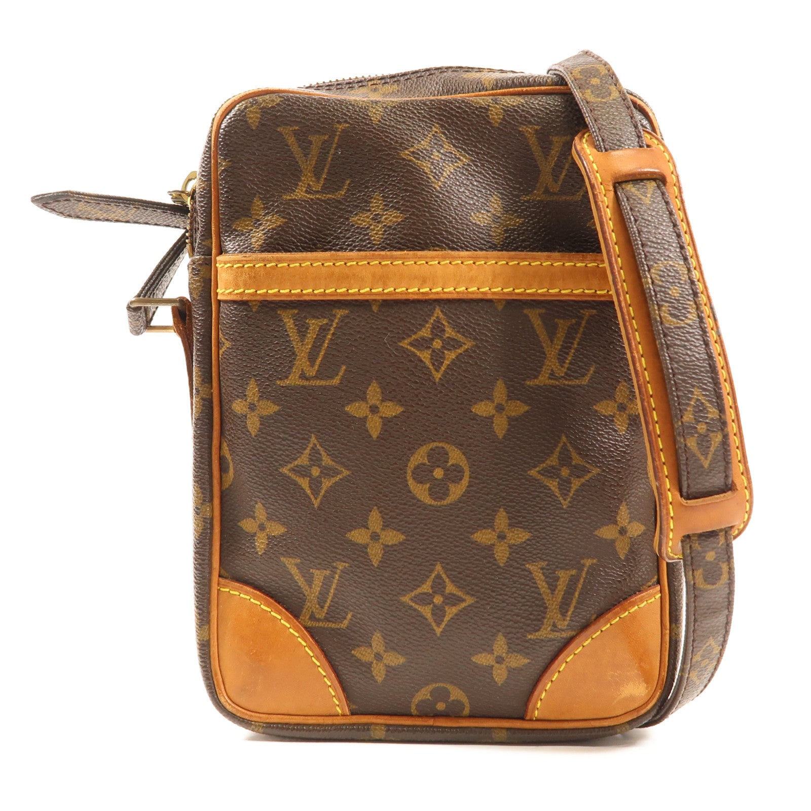 LOUIS VUITTON Monogram Danube金扣肩背袋棕色