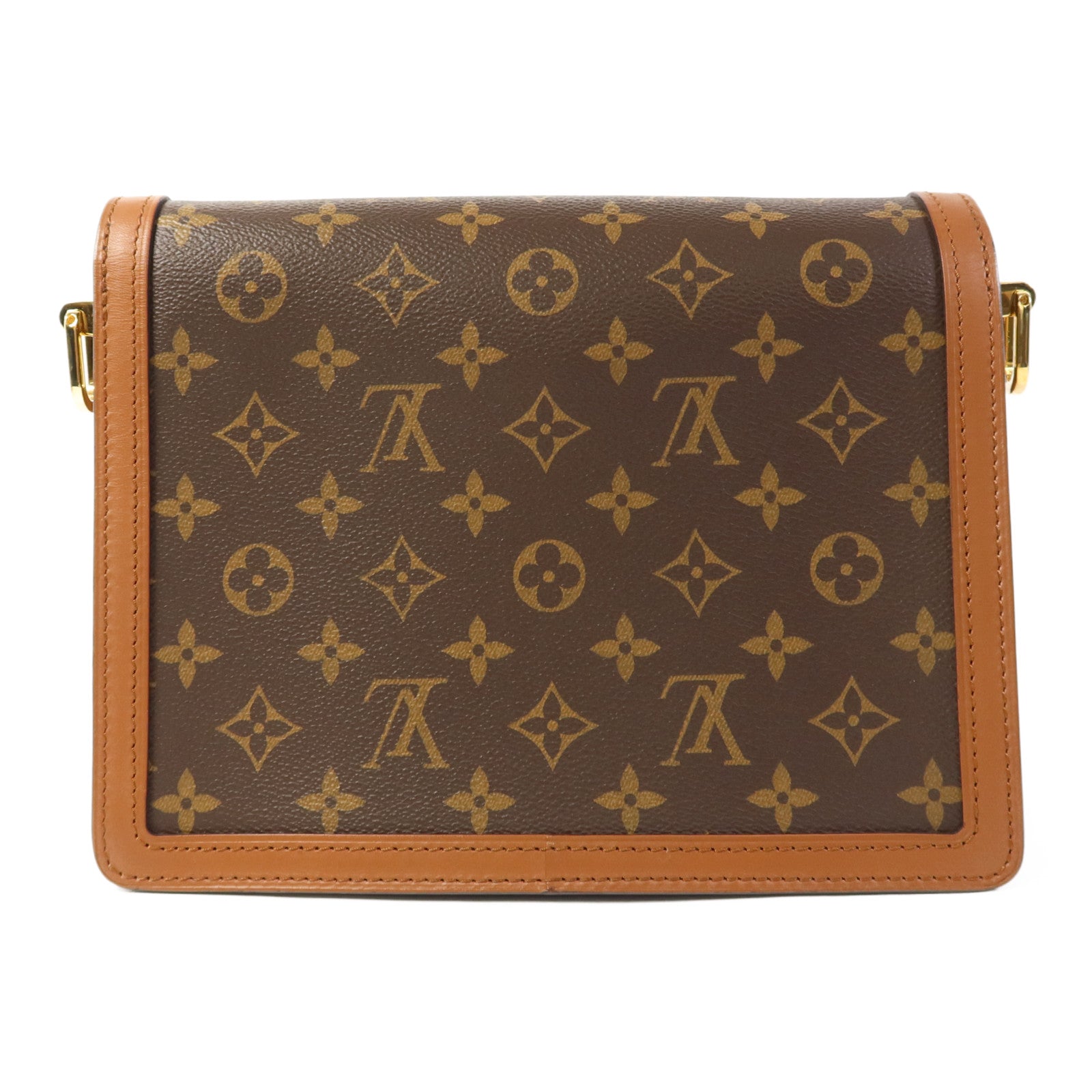 LOUIS VUITTON Monogram/Monogram Reverse Dauphine MM金扣手挽肩背兩用袋棕色