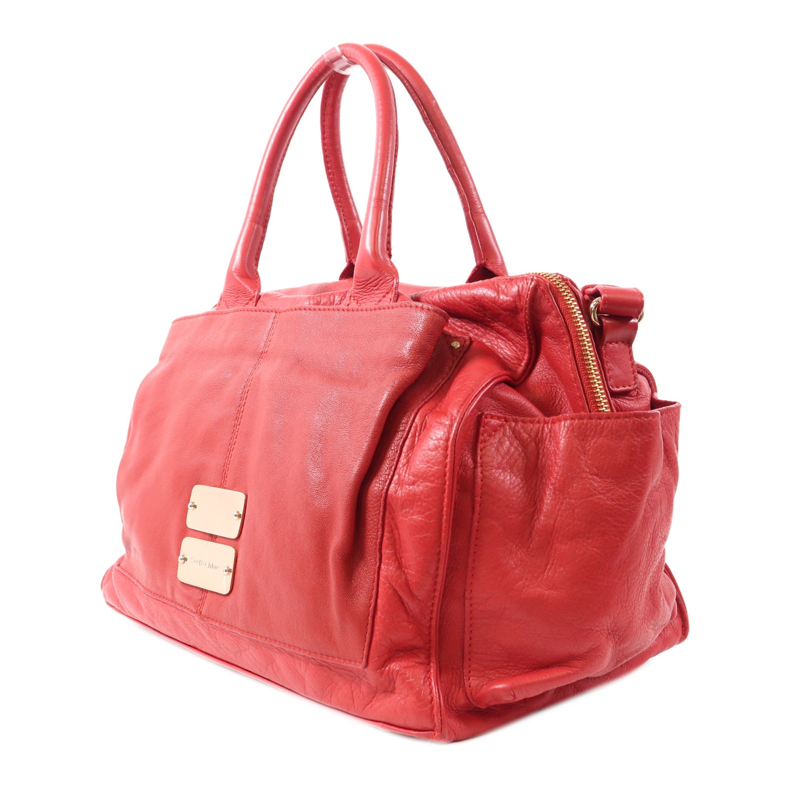 Chloe 牛皮皮革2 Way Shoulder金扣手挽肩背兩用袋