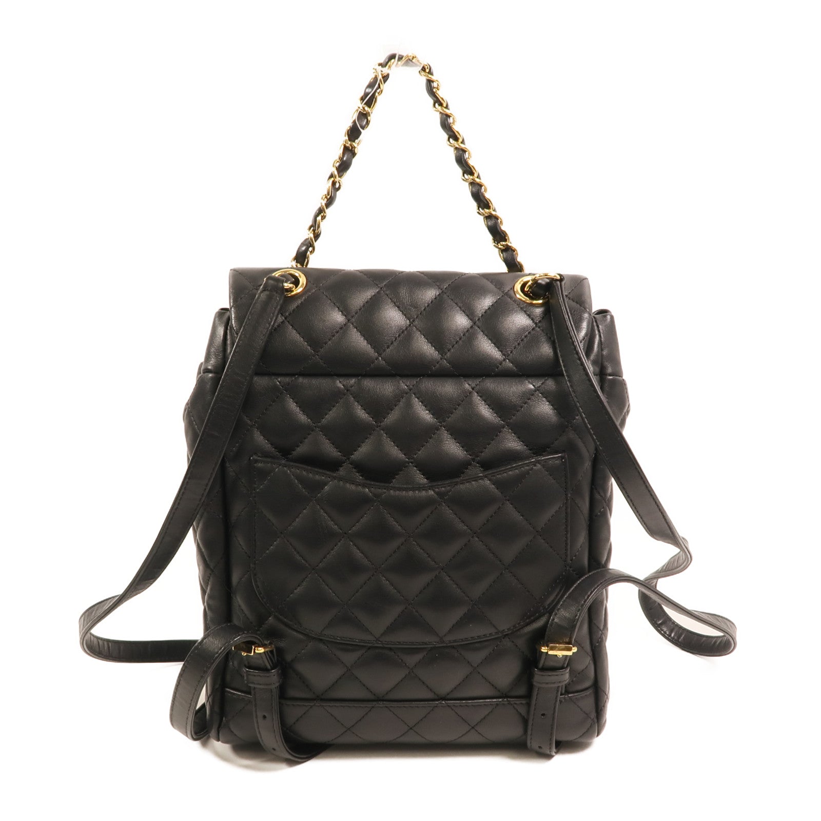 CHANEL 羊皮皮革Backpack Small金扣背包